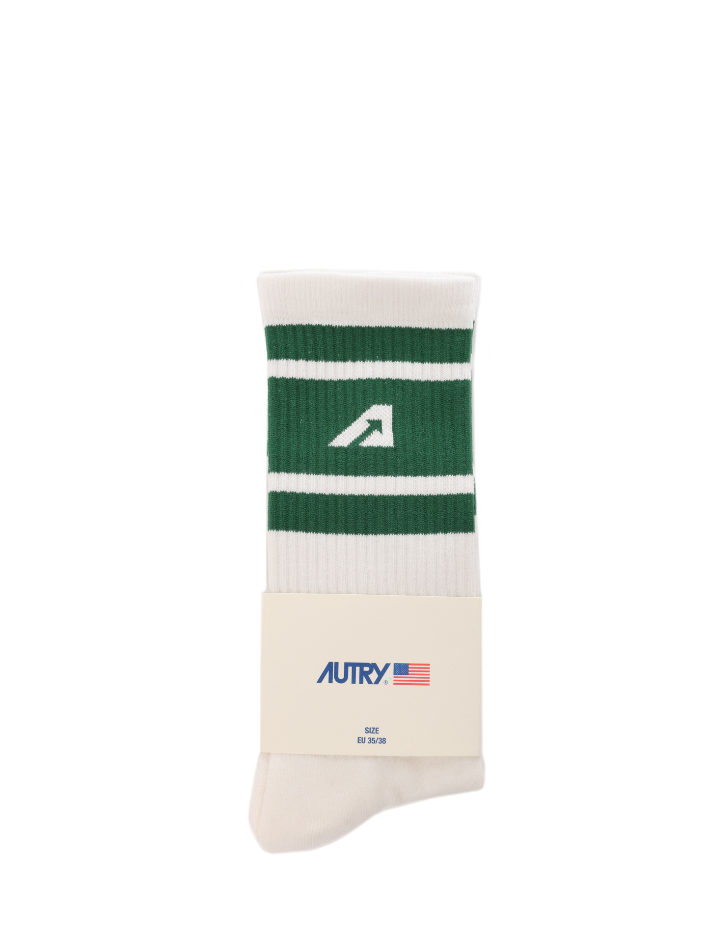 Носки Autry SOPU-36S1 белые мужские с зеленой вставкой — купить в интернет-магазине Verdistore