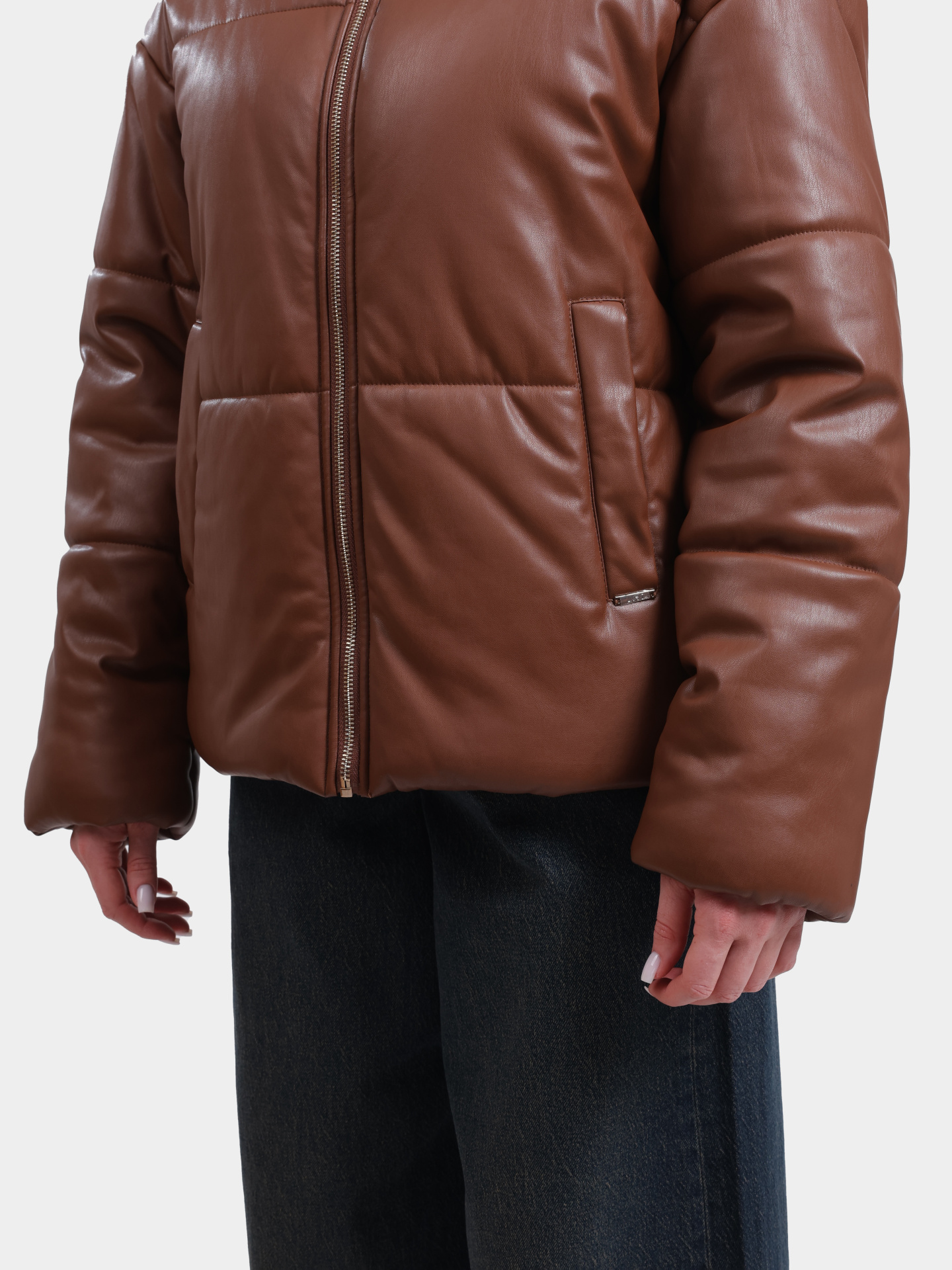 Пуховик WF2175 E0392 X0401 коричневый женский укороченный — купить в интернет-магазине Verdistore