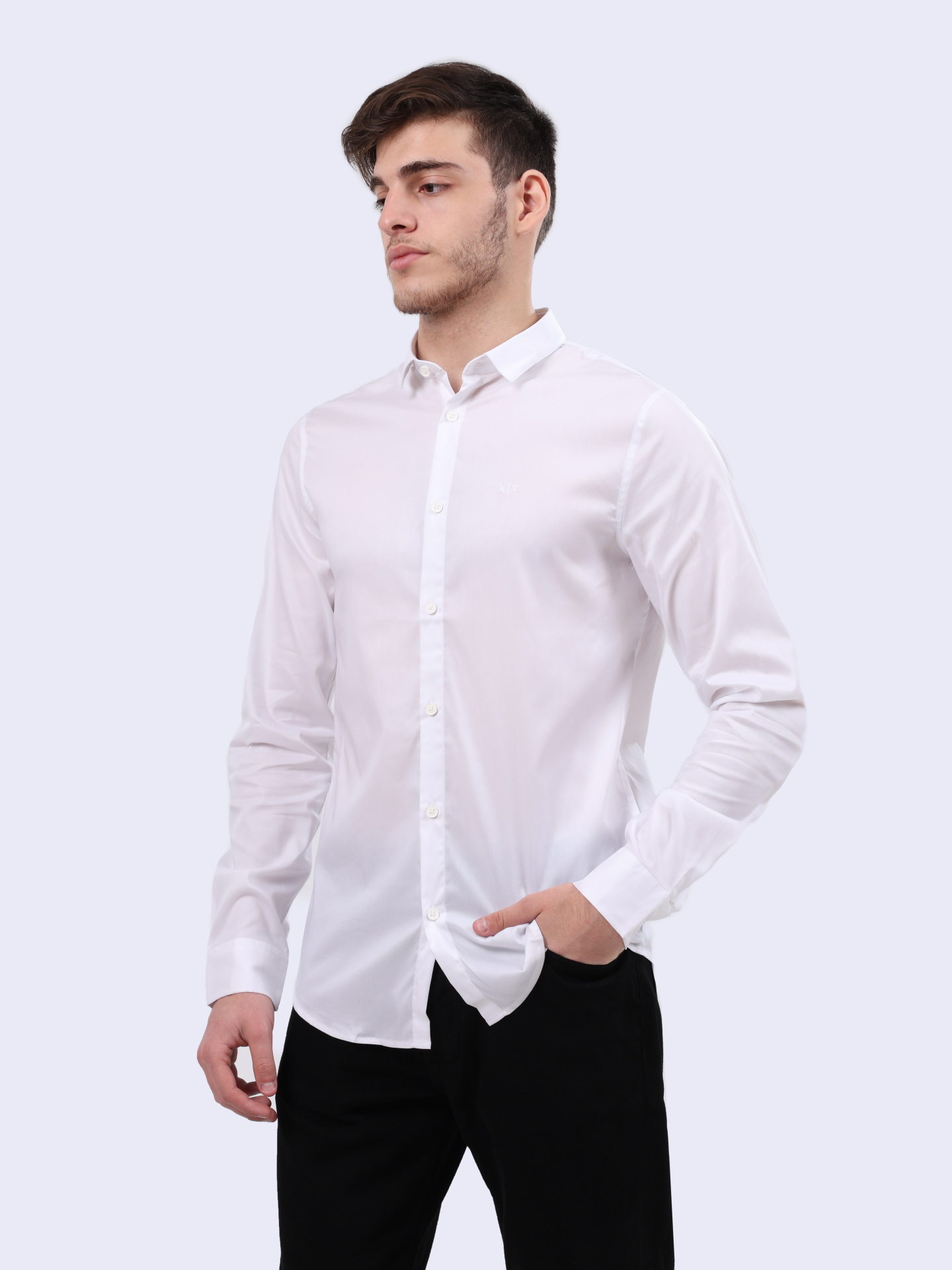 Рубашка Armani Exchange 8NZC49 ZNYXZ 1100 белая мужская — купить в интернет-магазине Verdistore