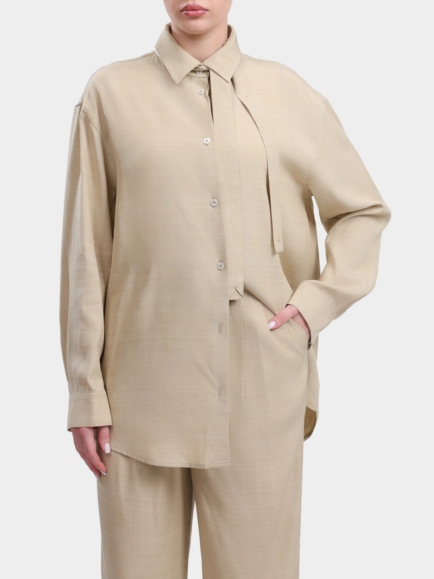 Блуза Herno CM000039D 12876 2000 бежевая женская свободного кроя — купить в интернет-магазине Verdistore