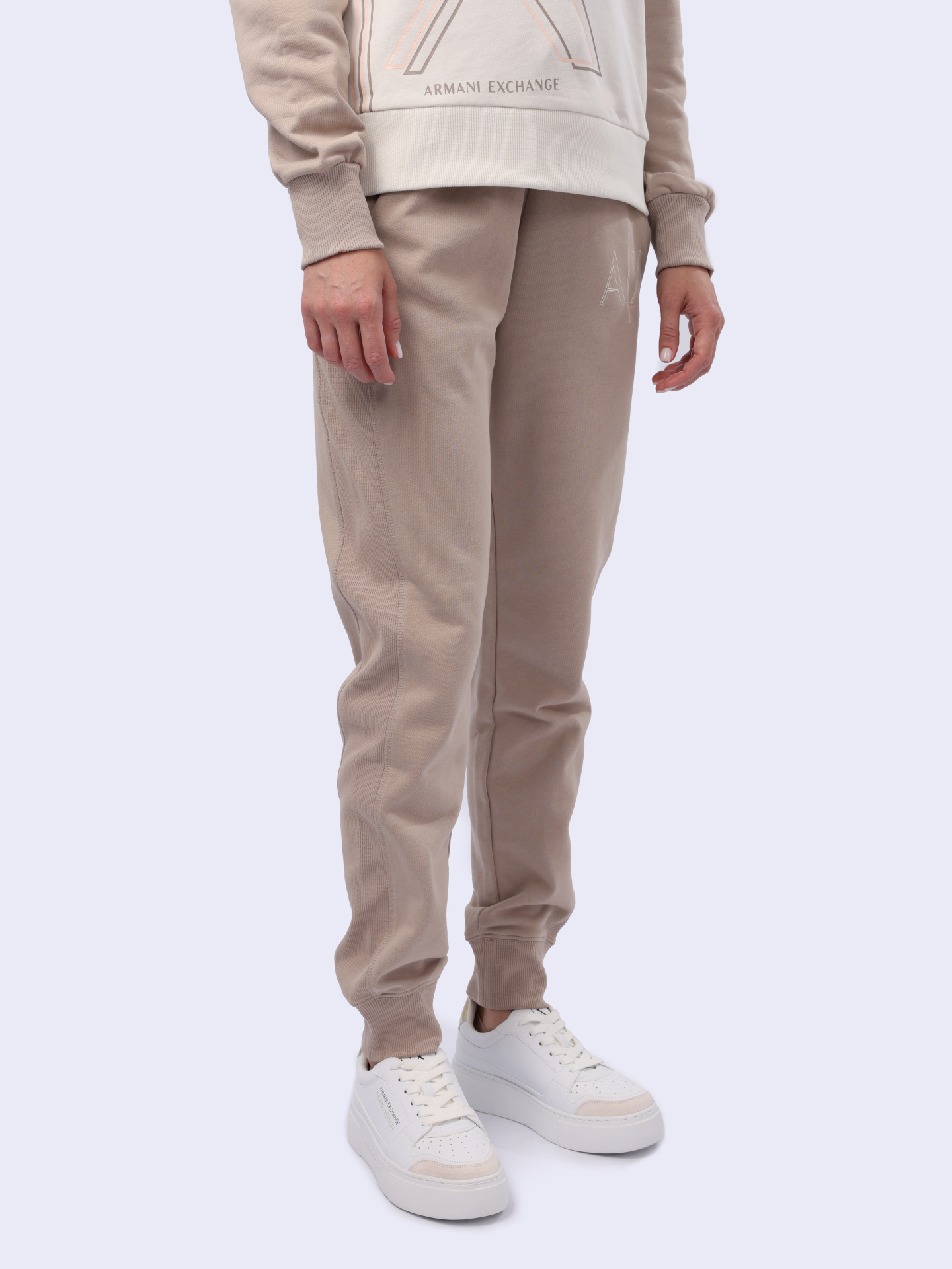 Брюки спортивные Armani Exchange 3DYP71 YJEBZ 1786 бежевые женские — купить в интернет-магазине Verdistore