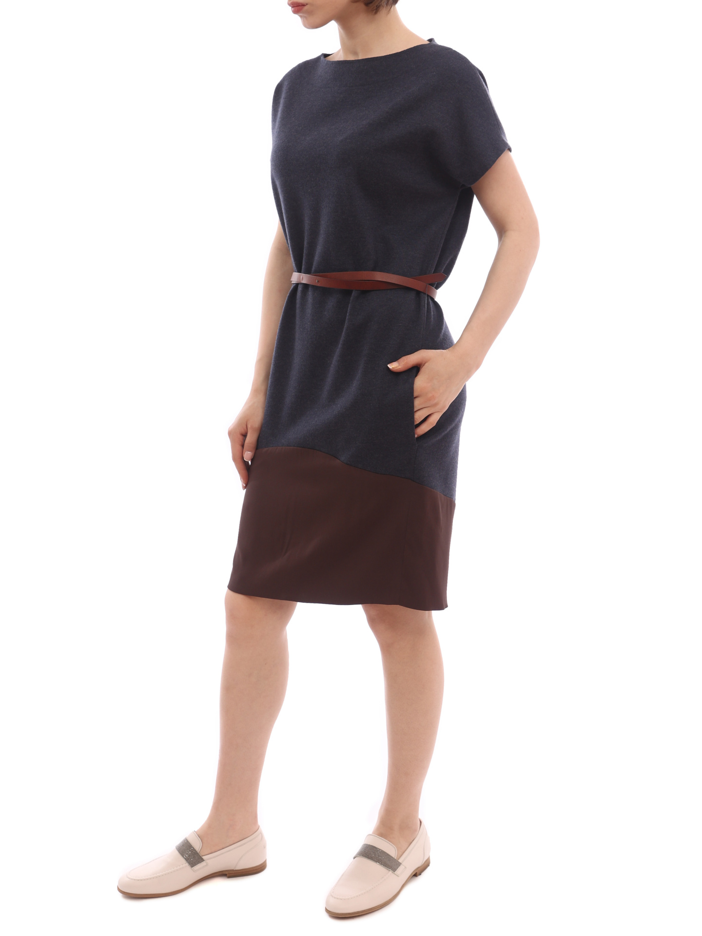 Платье Brunello Cucinelli MR504A4068 комбинированное женское — купить в интернет-магазине Verdistore