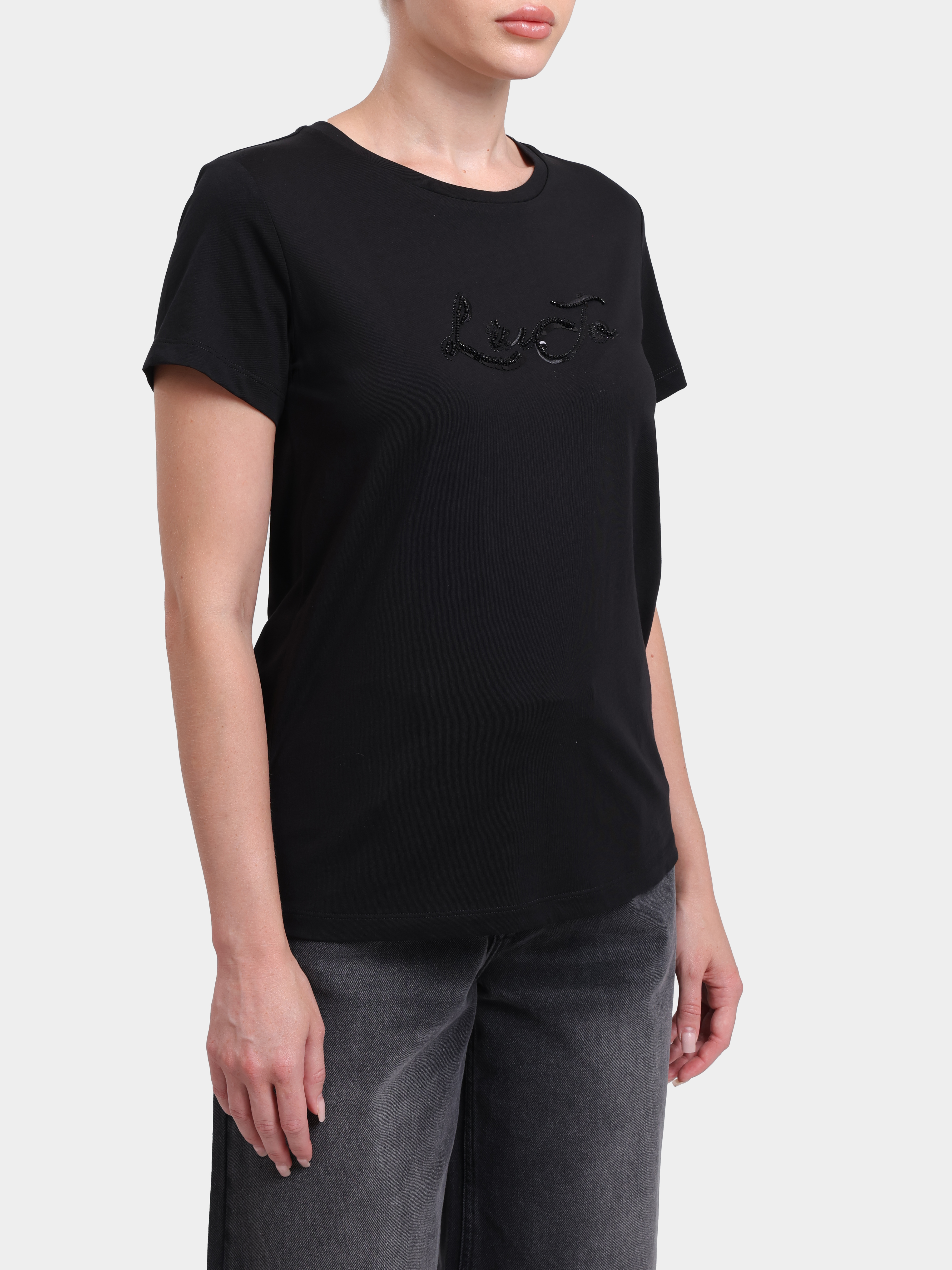 Футболка Liu-Jo TF6242 JS923 L9499 хлопковая женская с вышивкой — купить в интернет-магазине Verdistore