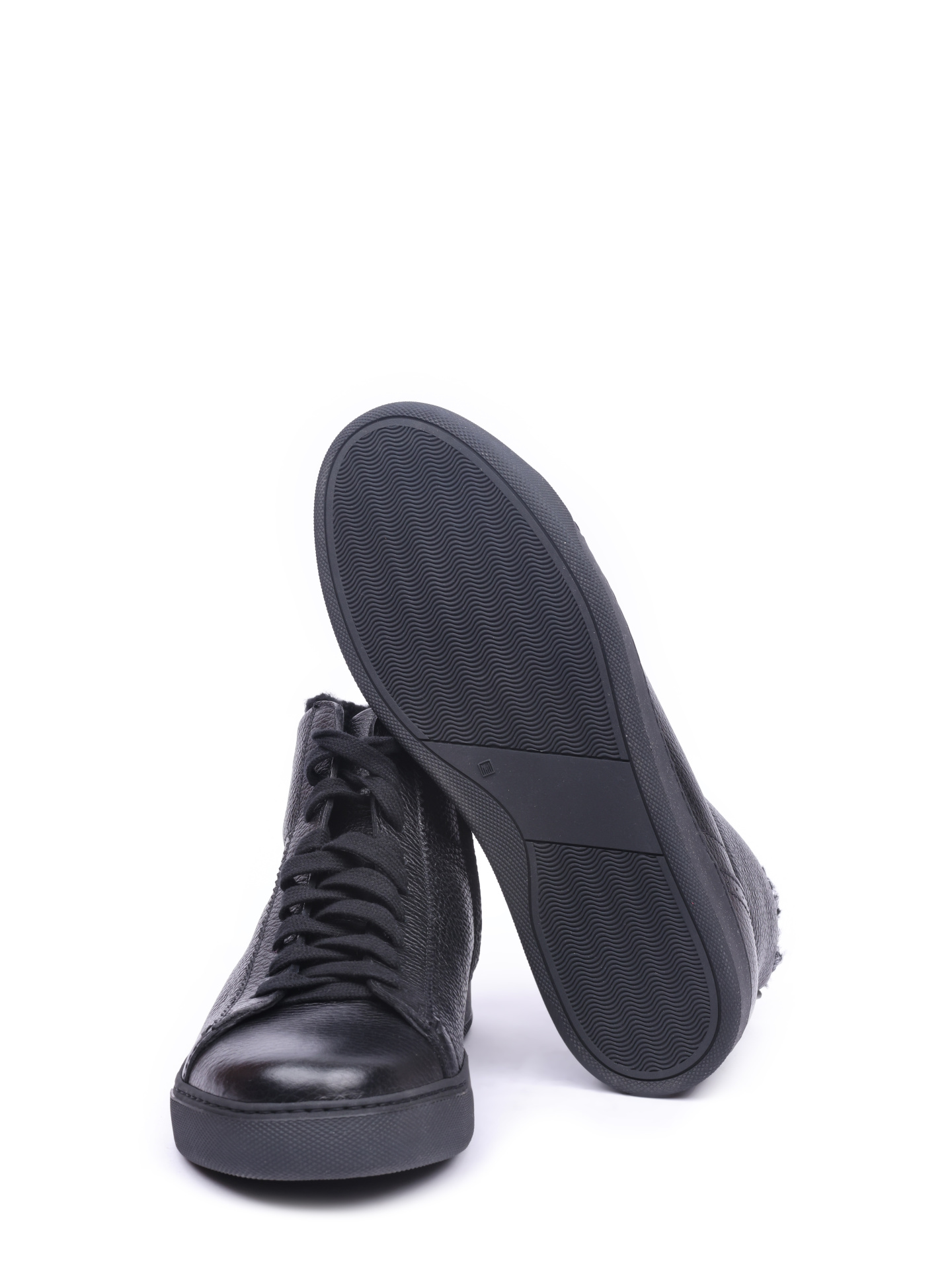 Высокие кеды кожаные черные на шнуровке  — купить в интернет-магазине Verdistore