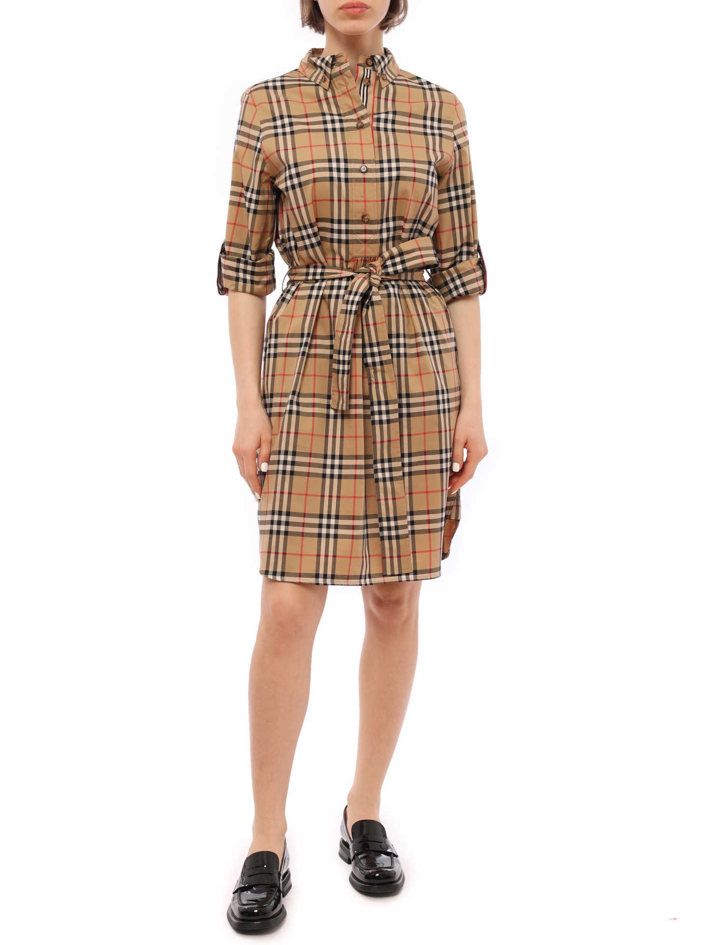 Платье Burberry 8024585 A7028 хлопковое женское в клетку — купить в интернет-магазине Verdistore