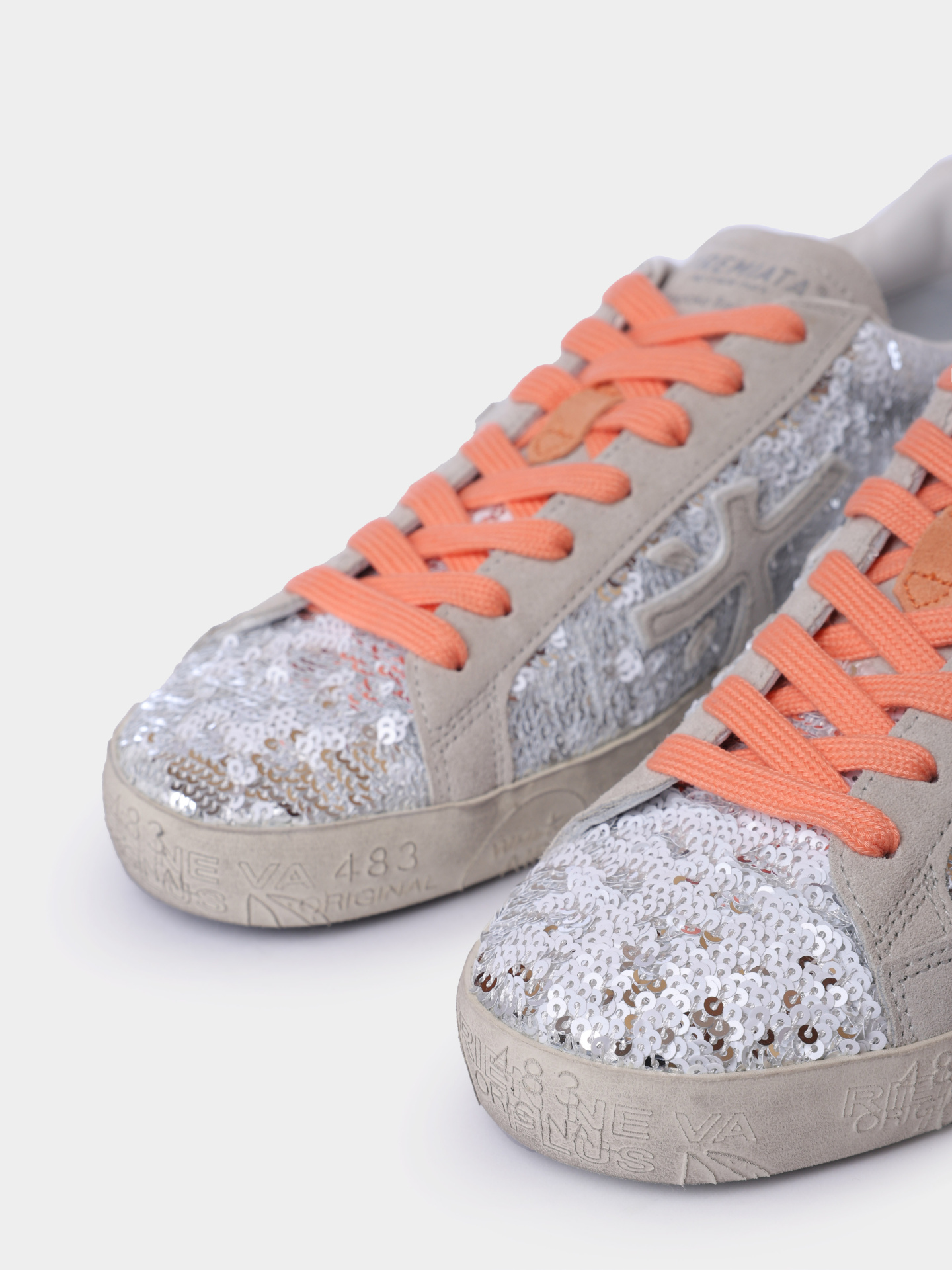 Кеды Premiata STEVEND VAR 7270 серые женские с пайетками — купить в интернет-магазине Verdistore