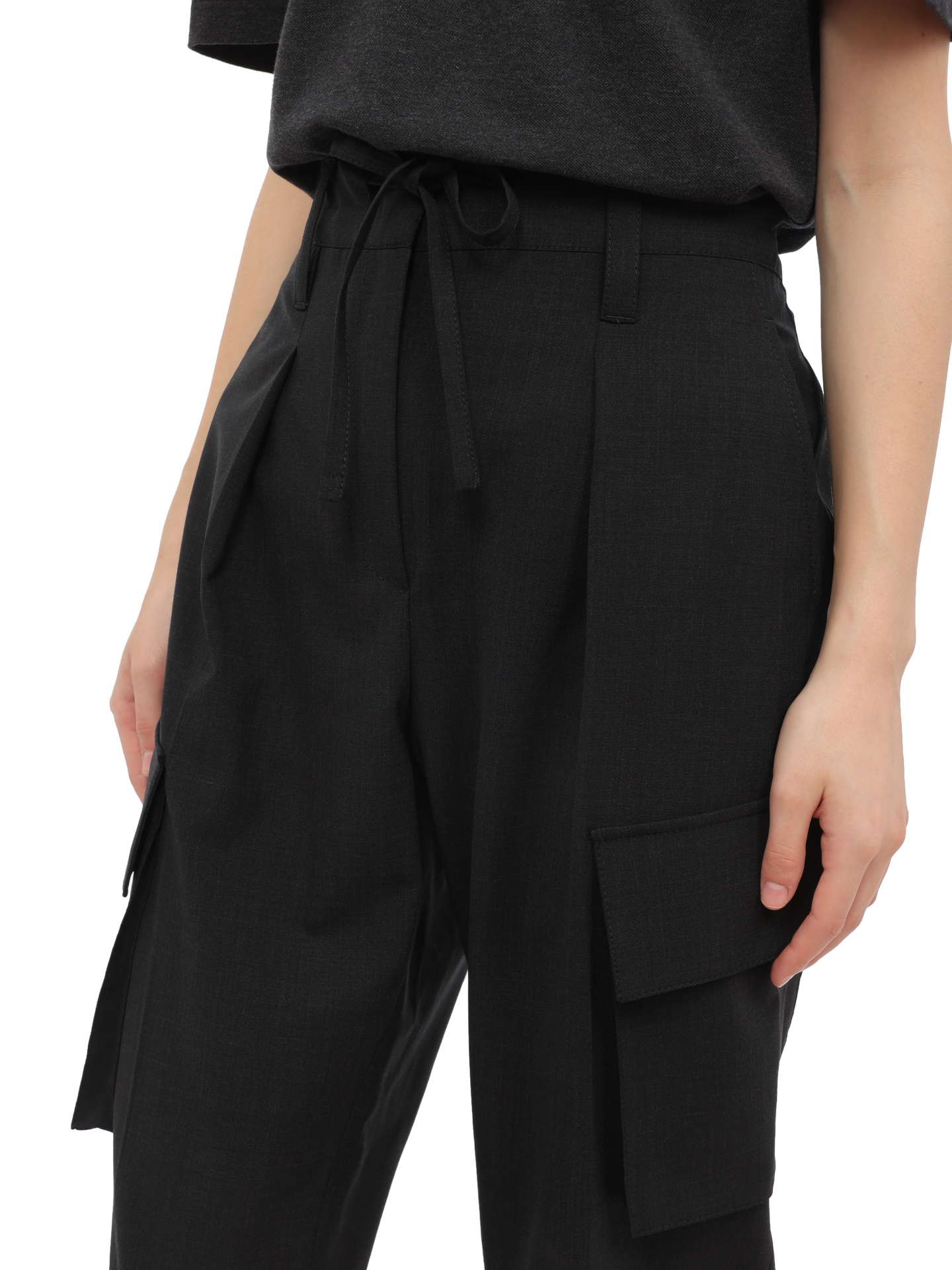 Брюки Brunello Cucinelli M0W07B1254 C2803 темно-серые женские с накладными карманами — купить в интернет-магазине Verdistore