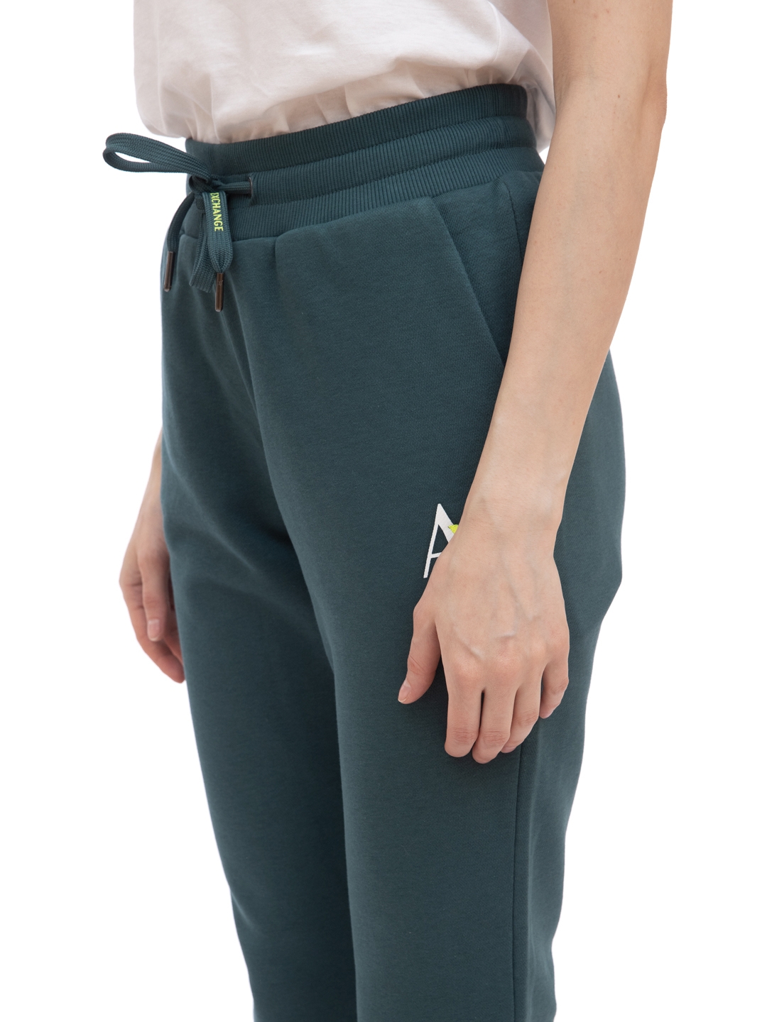 Брюки спортивные Armani Exchange 3KYP78 YJ9HZ зеленые женские с логотипом — купить в интернет-магазине Verdistore