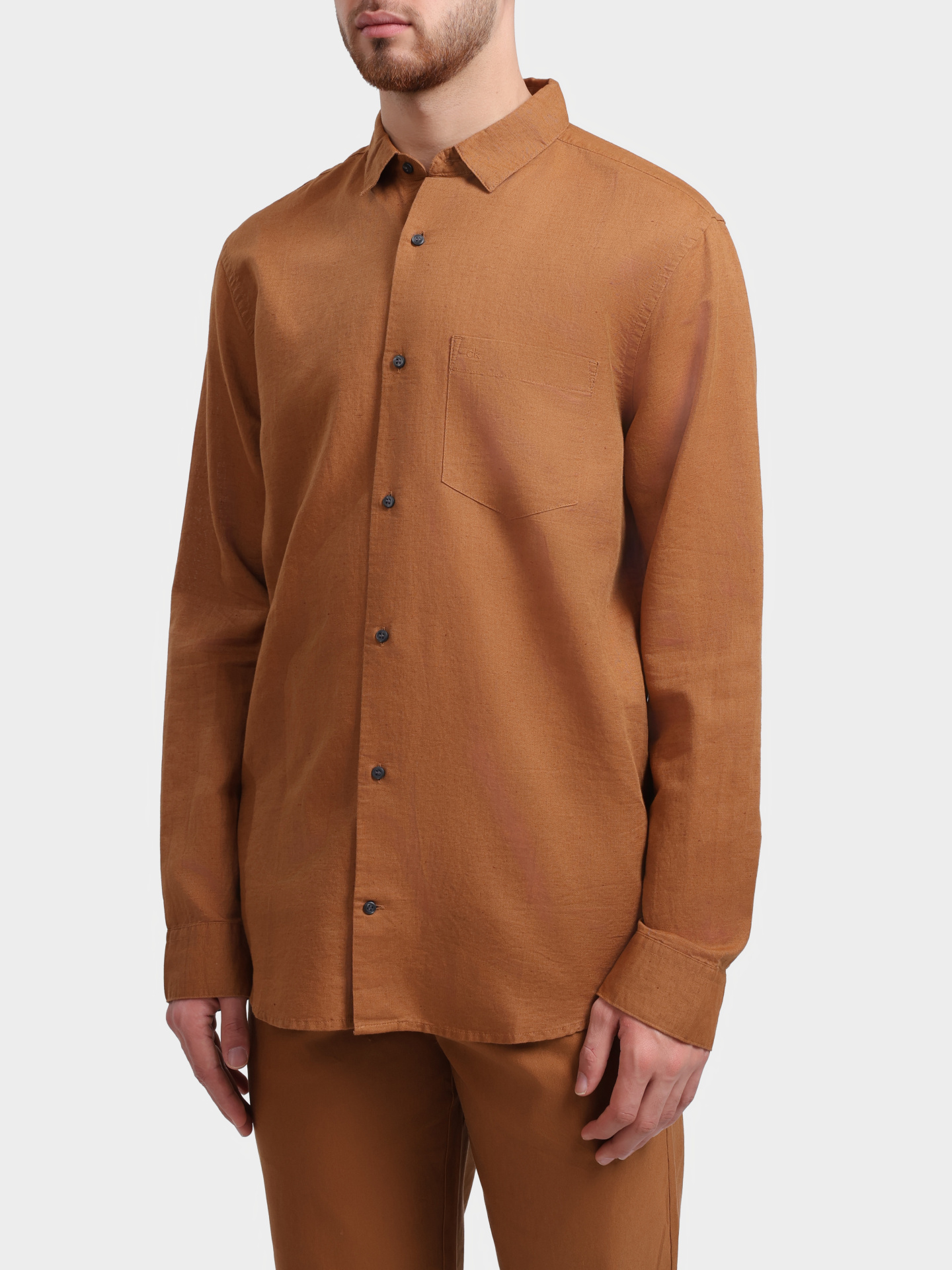 Рубашка Calvin Klein K10K114488 GYM коричневая мужская — купить в интернет-магазине Verdistore
