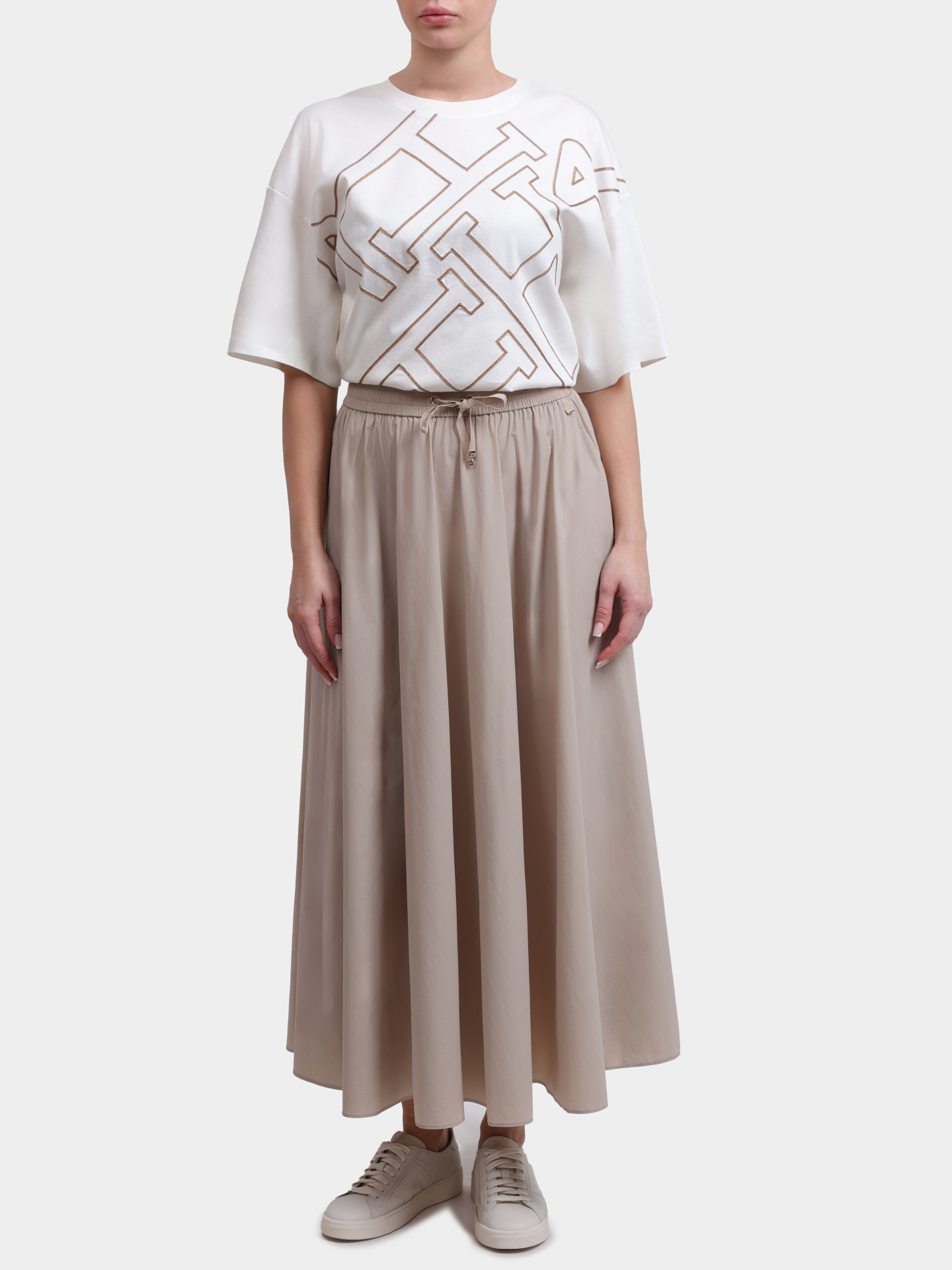 Юбка Herno GN000007D 12431SZ 1982 бежевая женская свободного кроя  — купить в интернет-магазине Verdistore