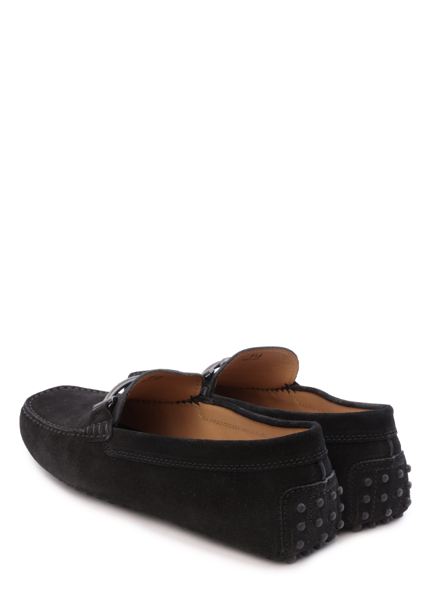 Мокасины черные замшевые с металлическим логотипом на пряжке — купить в интернет-магазине Verdistore