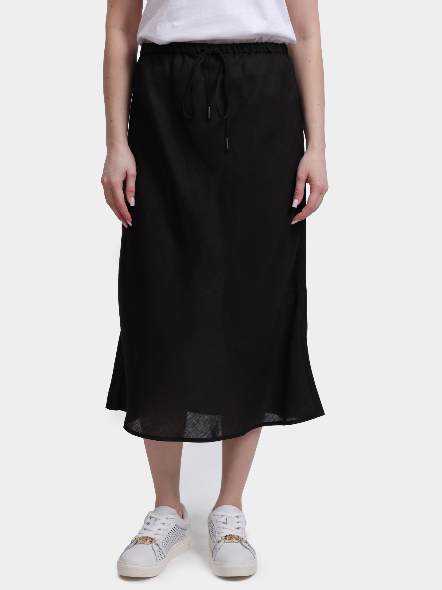 Юбка Marella Sport MLSGAMBA 006 черная женская льняная свободного кроя — купить в интернет-магазине Verdistore