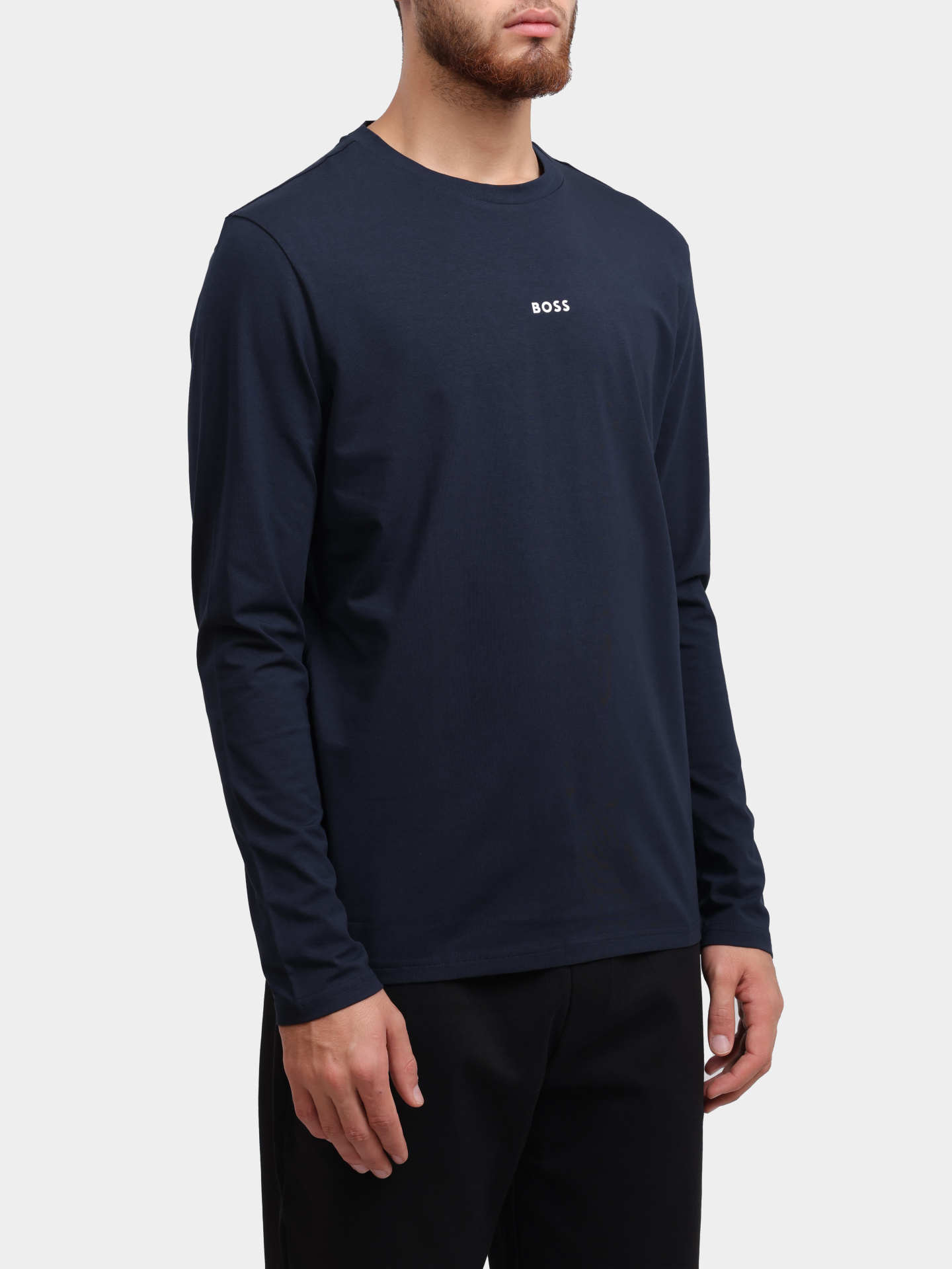Лонгслив Boss 50473286 404 хлопковый мужской с логотипом — купить в интернет-магазине Verdistore
