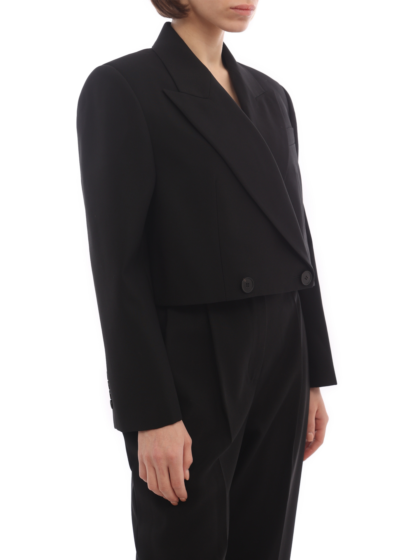 Жакет Alexander McQueen 702145 QJACX 1000 черный женский укороченный — купить в интернет-магазине Verdistore