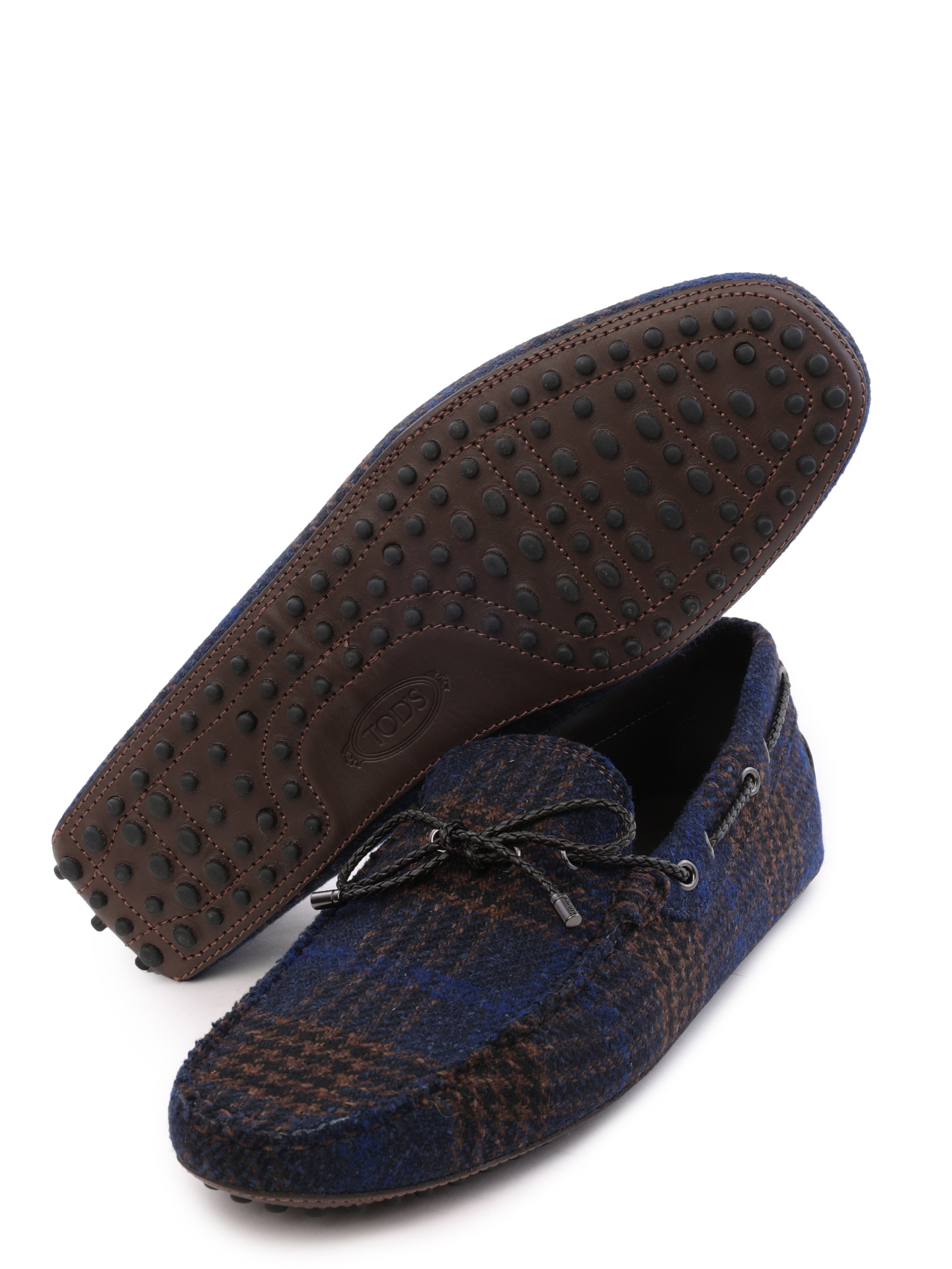 Мокасины из твида сине-коричневого цвета — купить в интернет-магазине Verdistore
