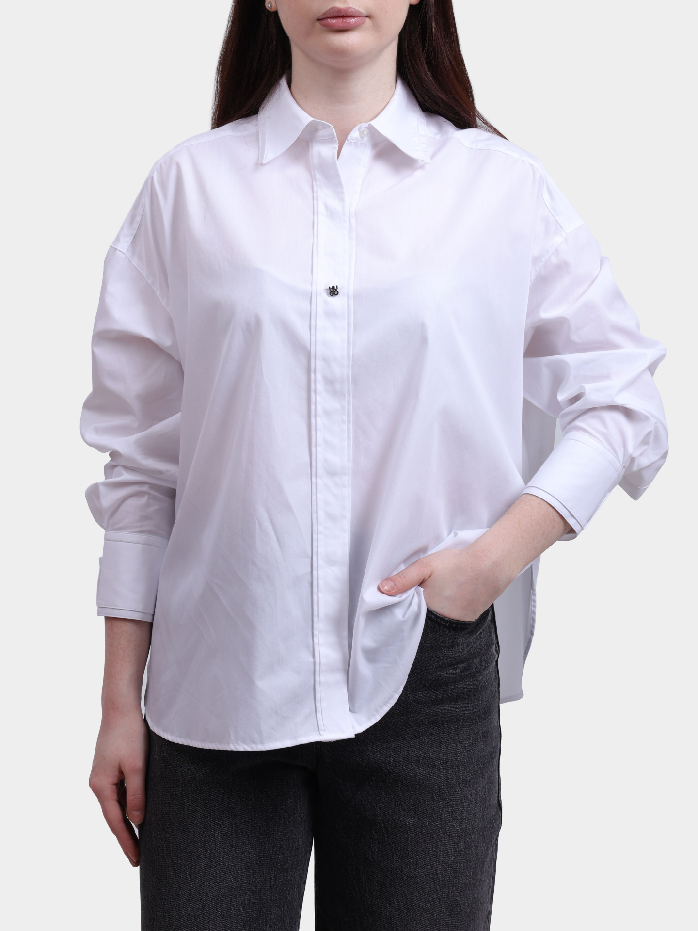 Рубашка Hugo 50548408 100 хлопковая женская — купить в интернет-магазине Verdistore