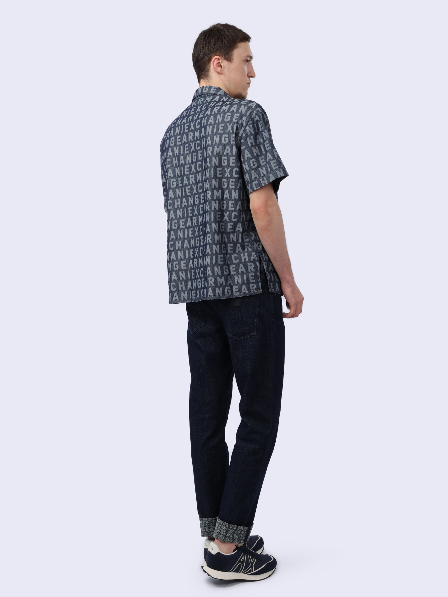Рубашка Armani Exchange 3DZCD4 Z1WAZ 05HC комбинированная мужская с коротким рукавом — купить в интернет-магазине Verdistore