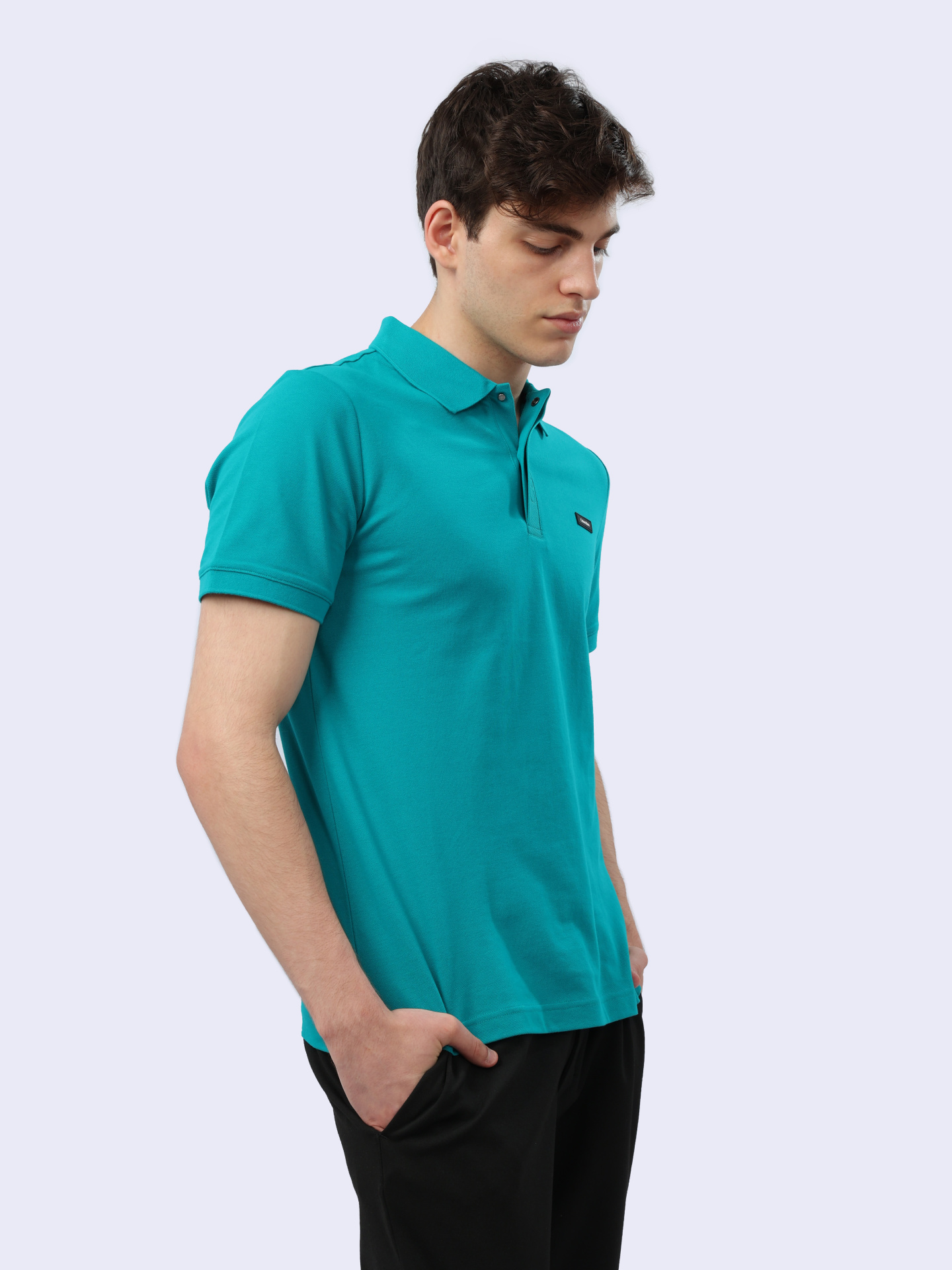 Поло Calvin Klein K10K112470 LEI бирюзовое мужское — купить в интернет-магазине Verdistore
