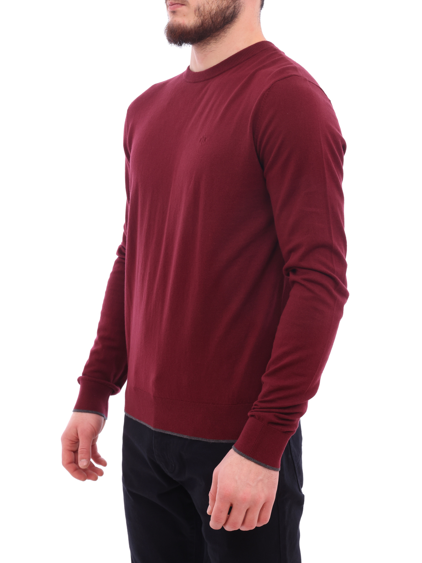 Свитер Armani Exchange 8NZM6A ZM1HZ 1442 бордовый мужской с контрастной окантовкой — купить в интернет-магазине Verdistore