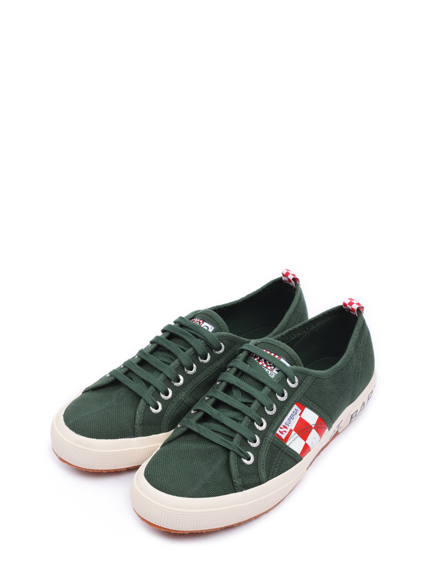 Кеды цвета хаки с красно-белыми вставками  — купить в интернет-магазине Verdistore