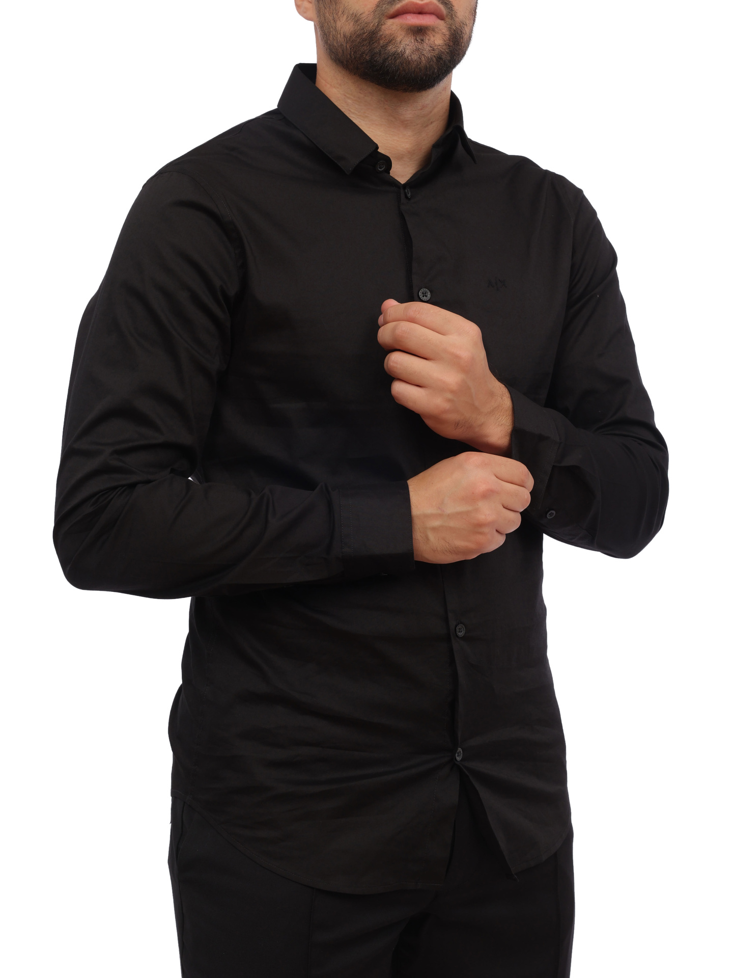 Рубашка Armani Exchange 8NZC31 ZN28Z 1200 черная мужская из хлопка — купить в интернет-магазине Verdistore