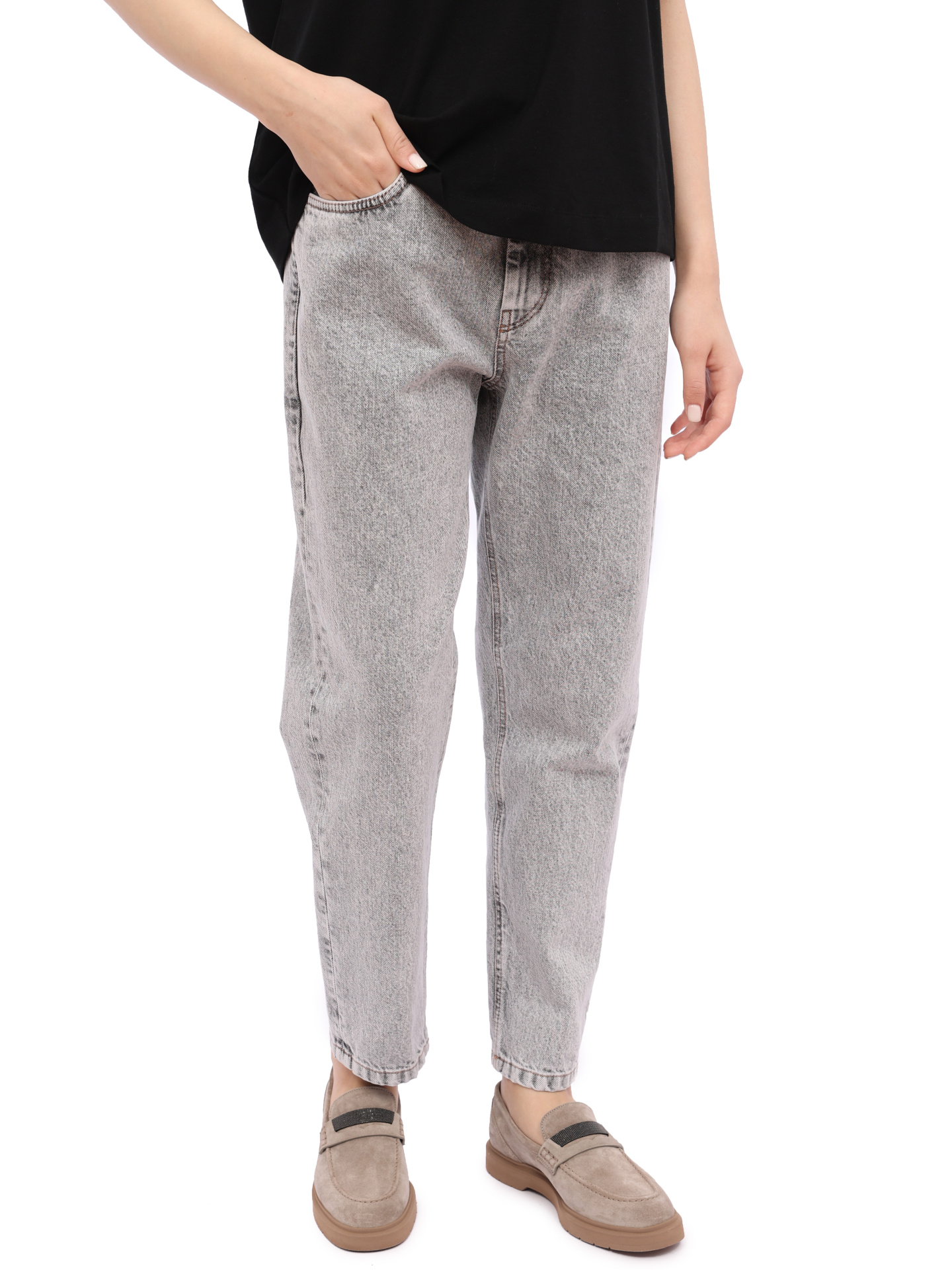 Джинсы Brunello Cucinelli MA095B1048 C7819 светло-серые женские — купить в интернет-магазине Verdistore