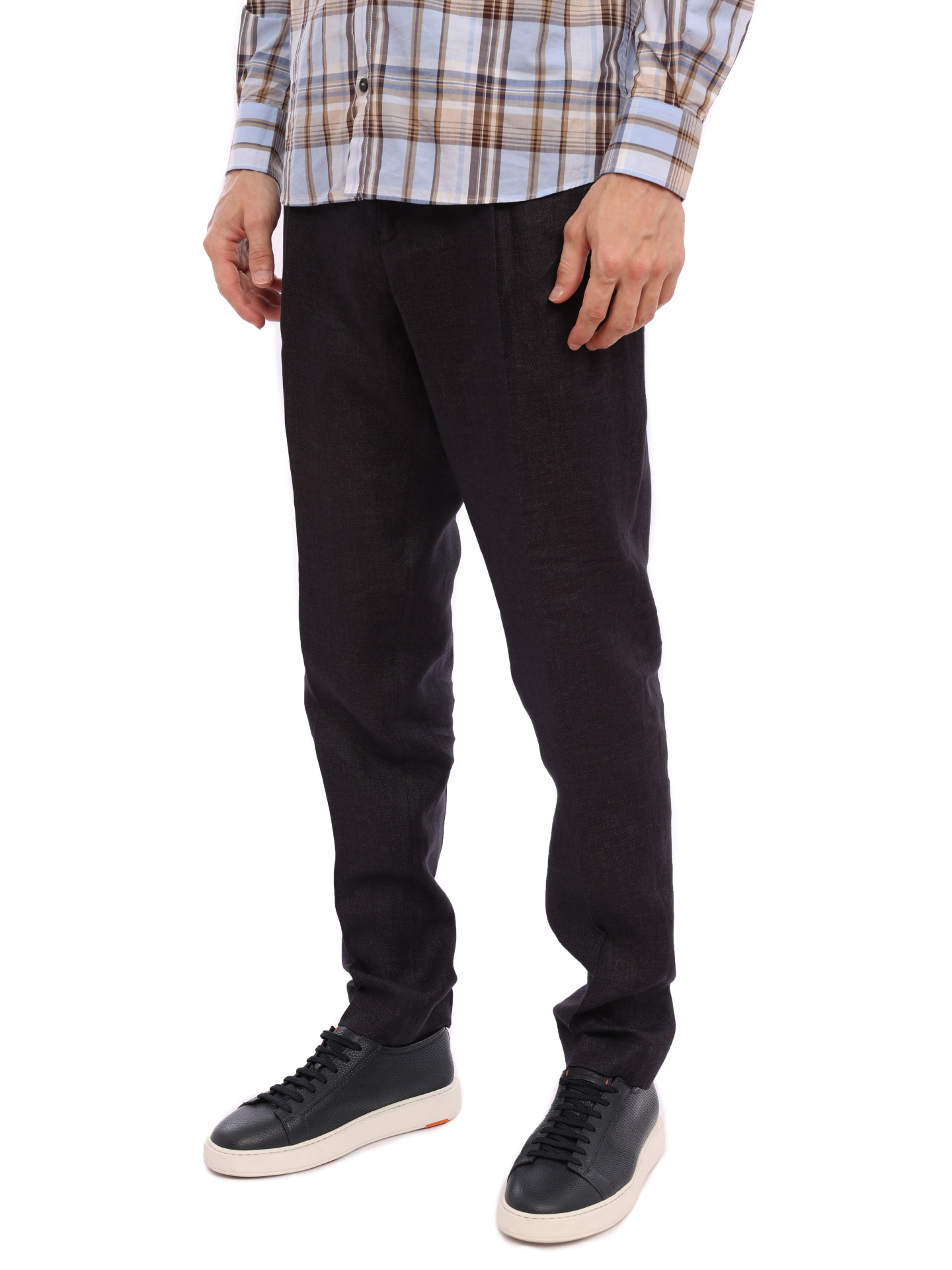 Брюки льняные прямого кроя темно-коричневые — купить в интернет-магазине Verdistore