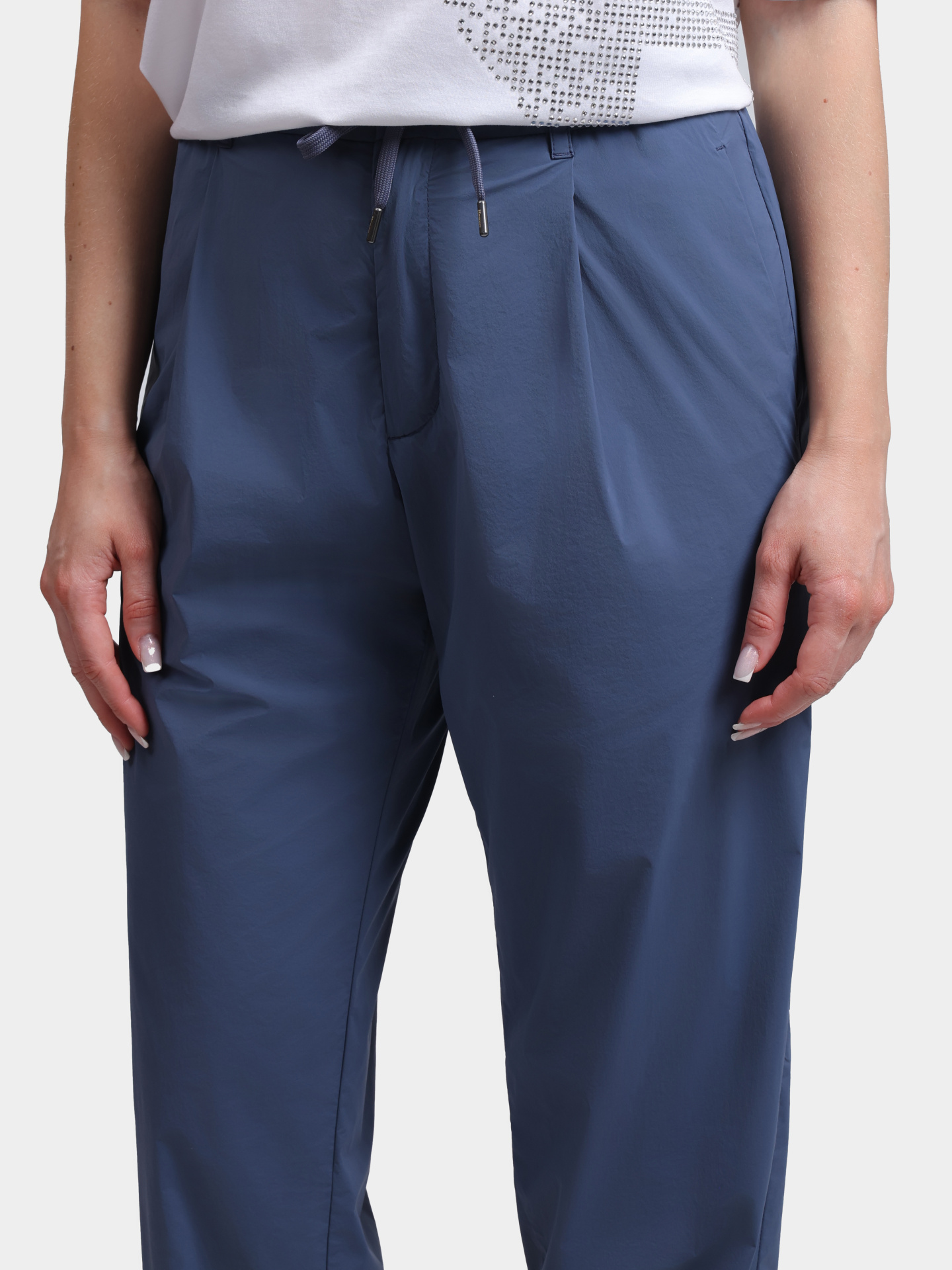 Брюки Herno PT000193U 12431SZ 9119 голубые женские с поясом на кулиске  — купить в интернет-магазине Verdistore