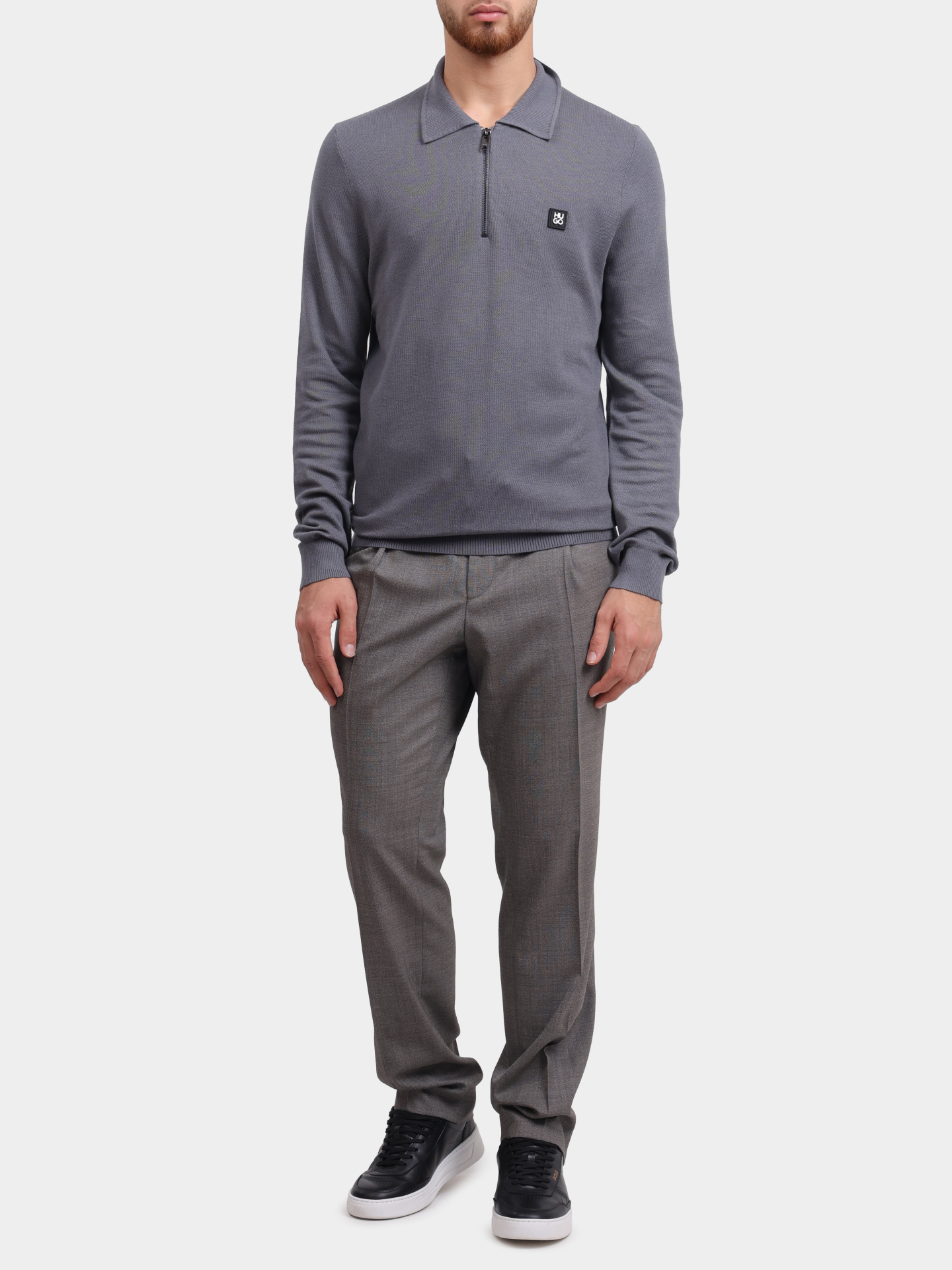 Поло Hugo 50533346 086 серое мужское — купить в интернет-магазине Verdistore