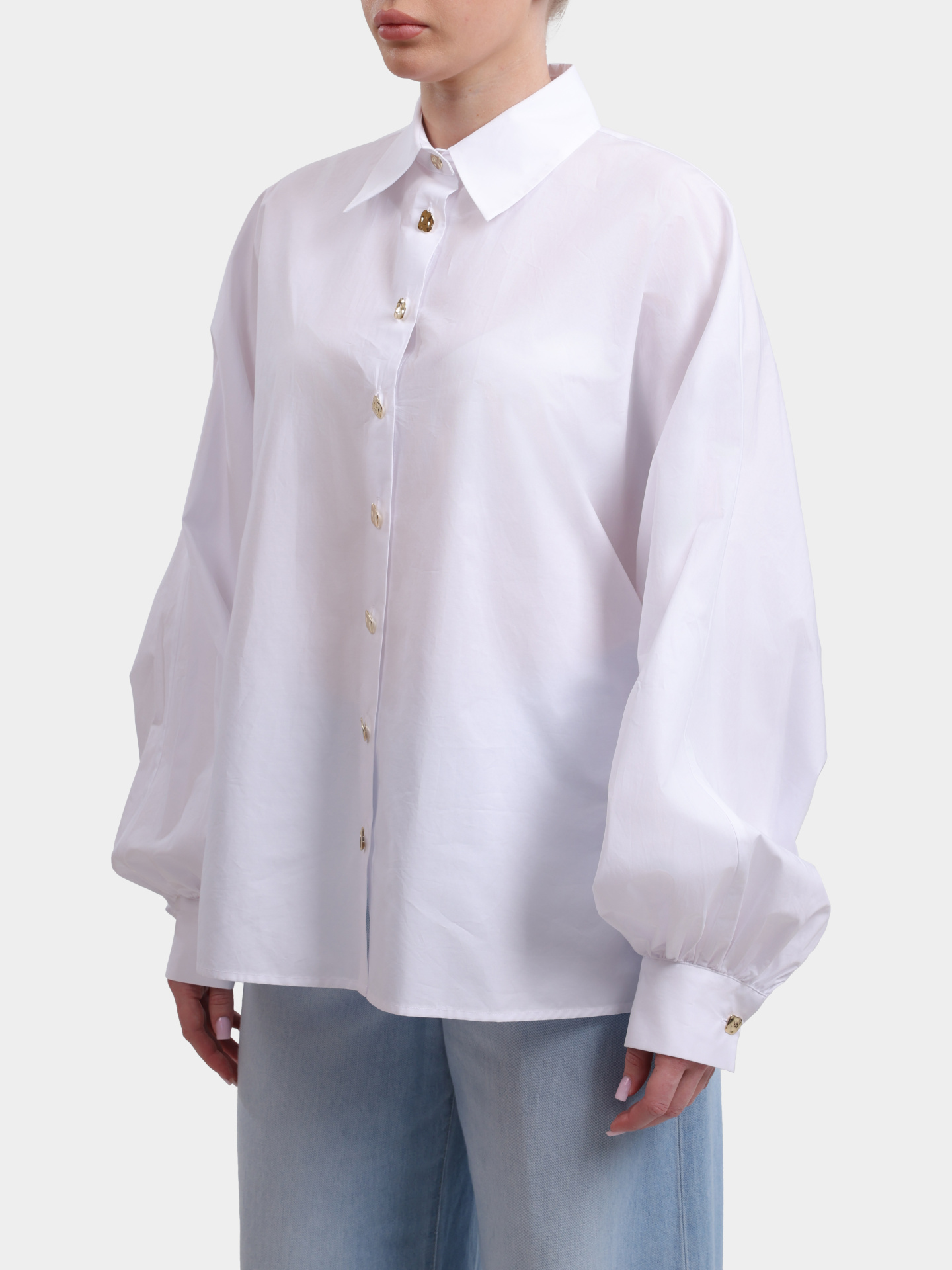 Рубашка Liu-Jo BLACK LABEL CA6250 T039A 11111 белая с широким рукавом и акцентными пуговицами — купить в интернет-магазине Verdistore