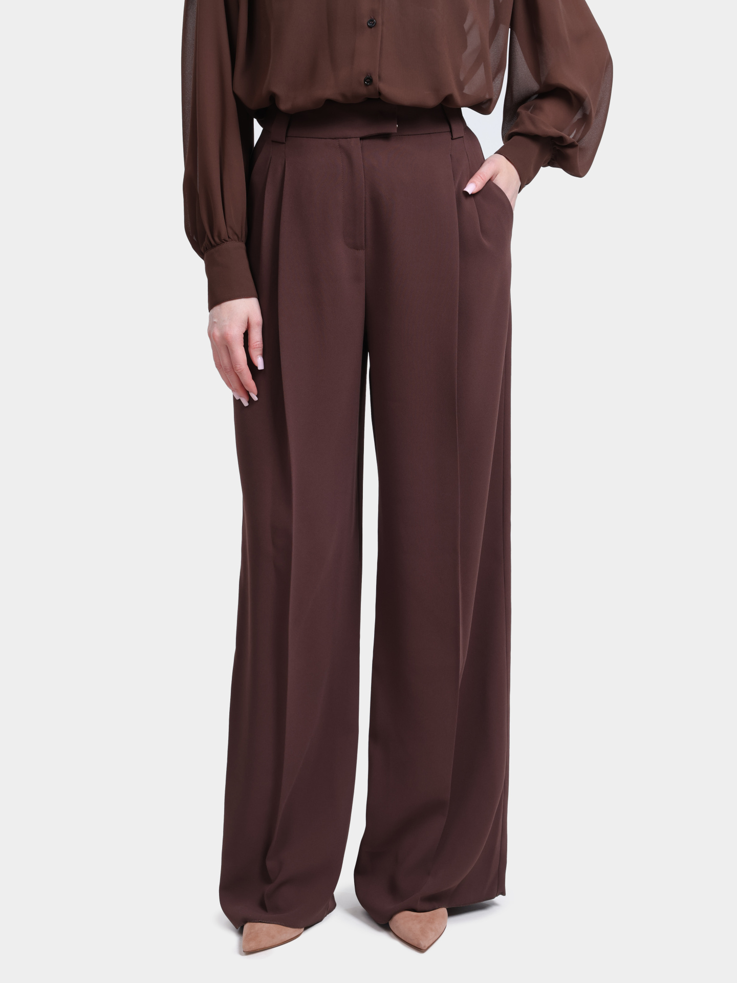 Брюки Marella 365 MLTAIRONE 003 коричневые женские прямого кроя — купить в интернет-магазине Verdistore