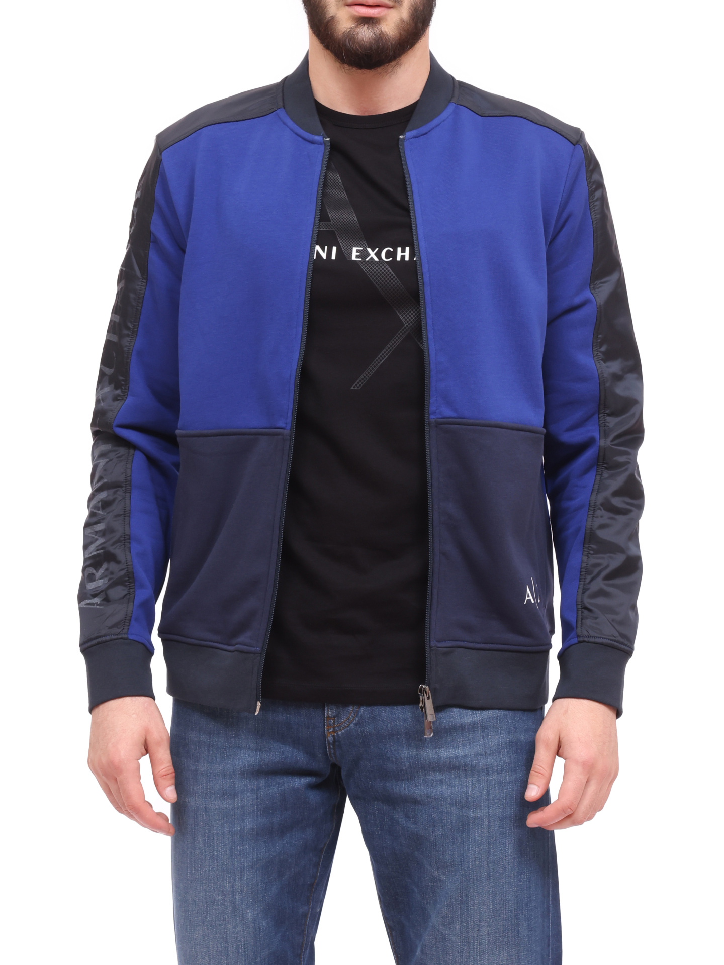 Мастерка Armani Exchange 3KZMGF ZJ8CZ 05DM комбинированная мужская на молнии — купить в интернет-магазине Verdistore