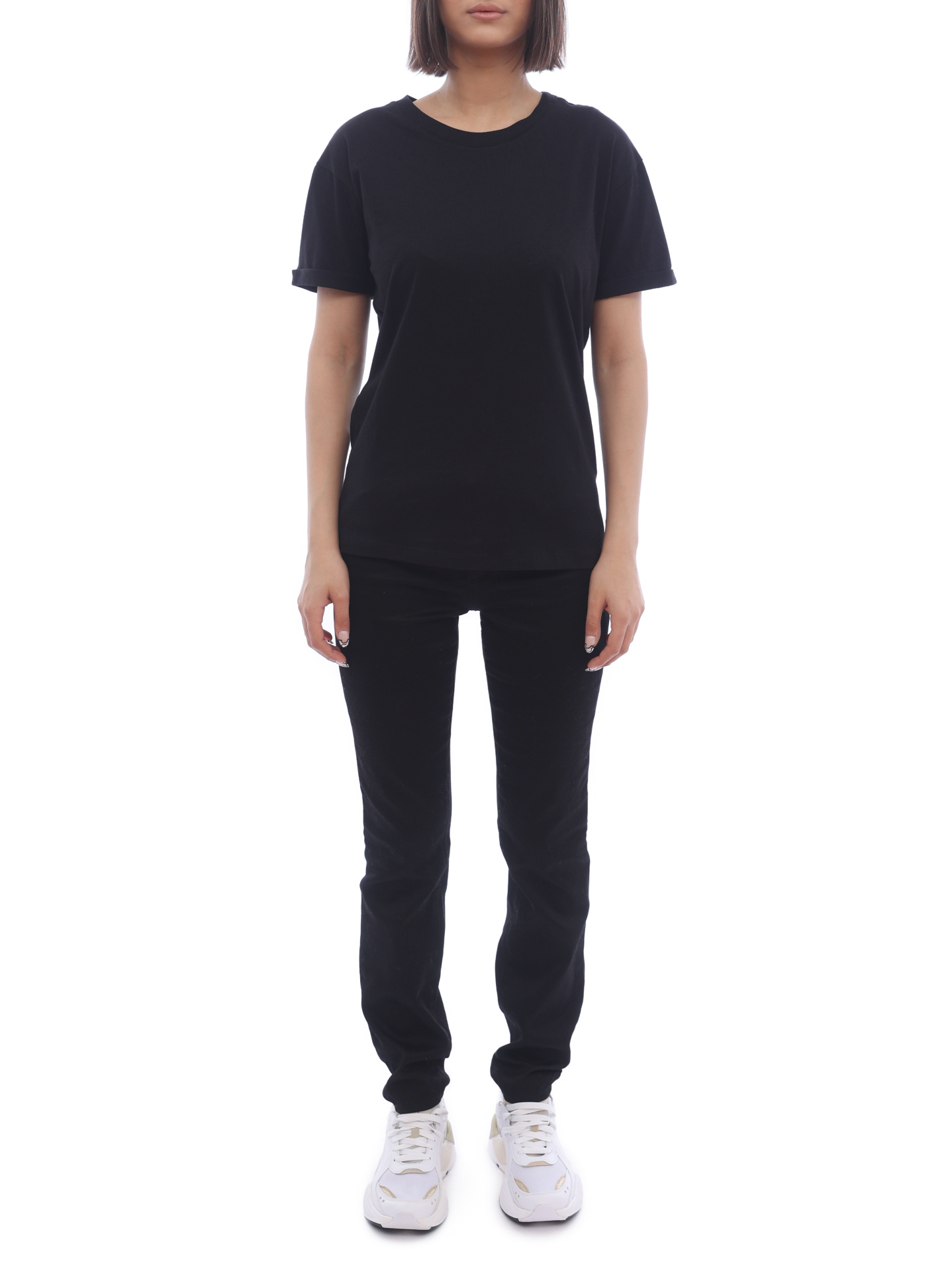 Футболка Armani Exchange 6KYTGC YJ3RZ 1200 черная женская с логотипом на спине — купить в интернет-магазине Verdistore