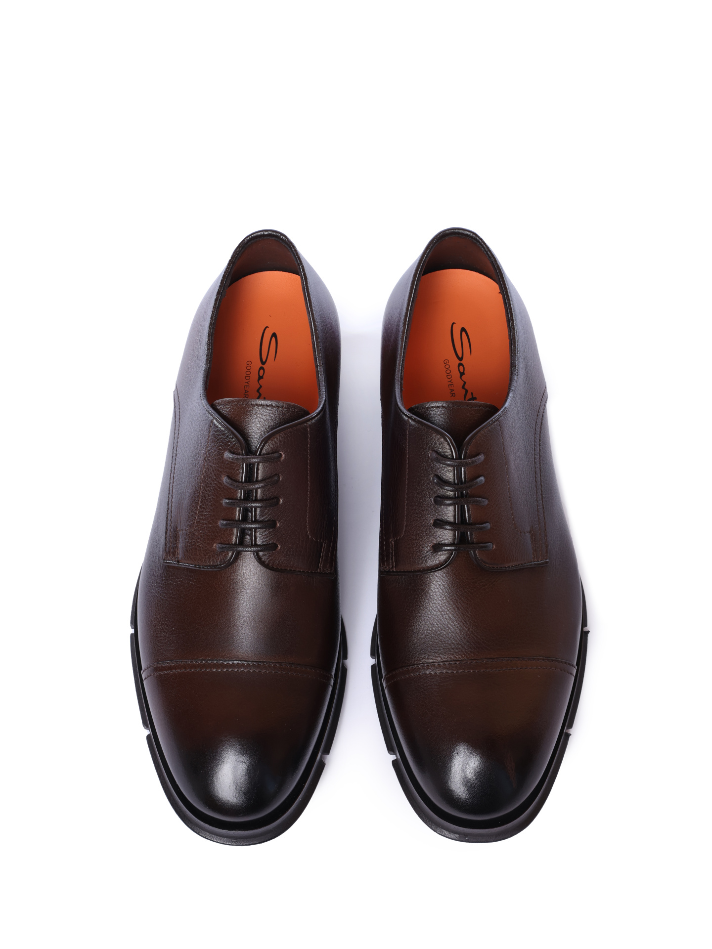 Дерби коричневые из гладкой кожи с каблуком и приподнятым носком — купить в интернет-магазине Verdistore