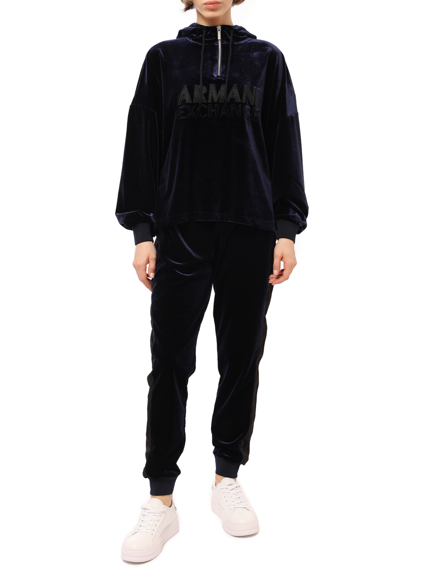 Брюки спортивные Armani Exchange 6LYP79 YJ9WZ 1593 темно-синие женские из бархата — купить в интернет-магазине Verdistore