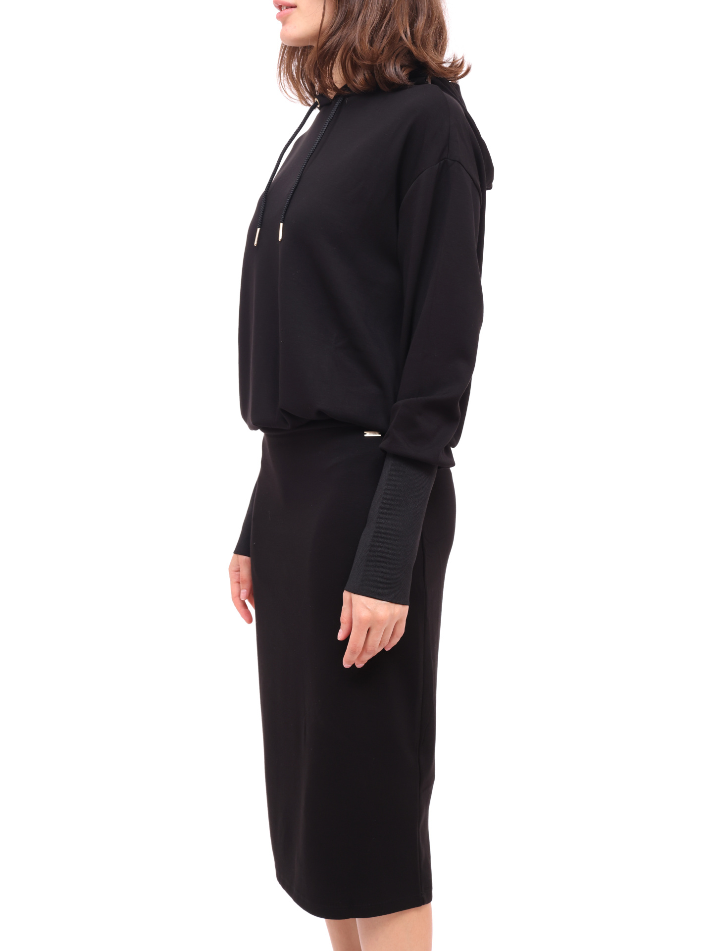 Платье Armani Exchange 6KYAAB YJ7RZ 1200 черное женское с капюшоном — купить в интернет-магазине Verdistore