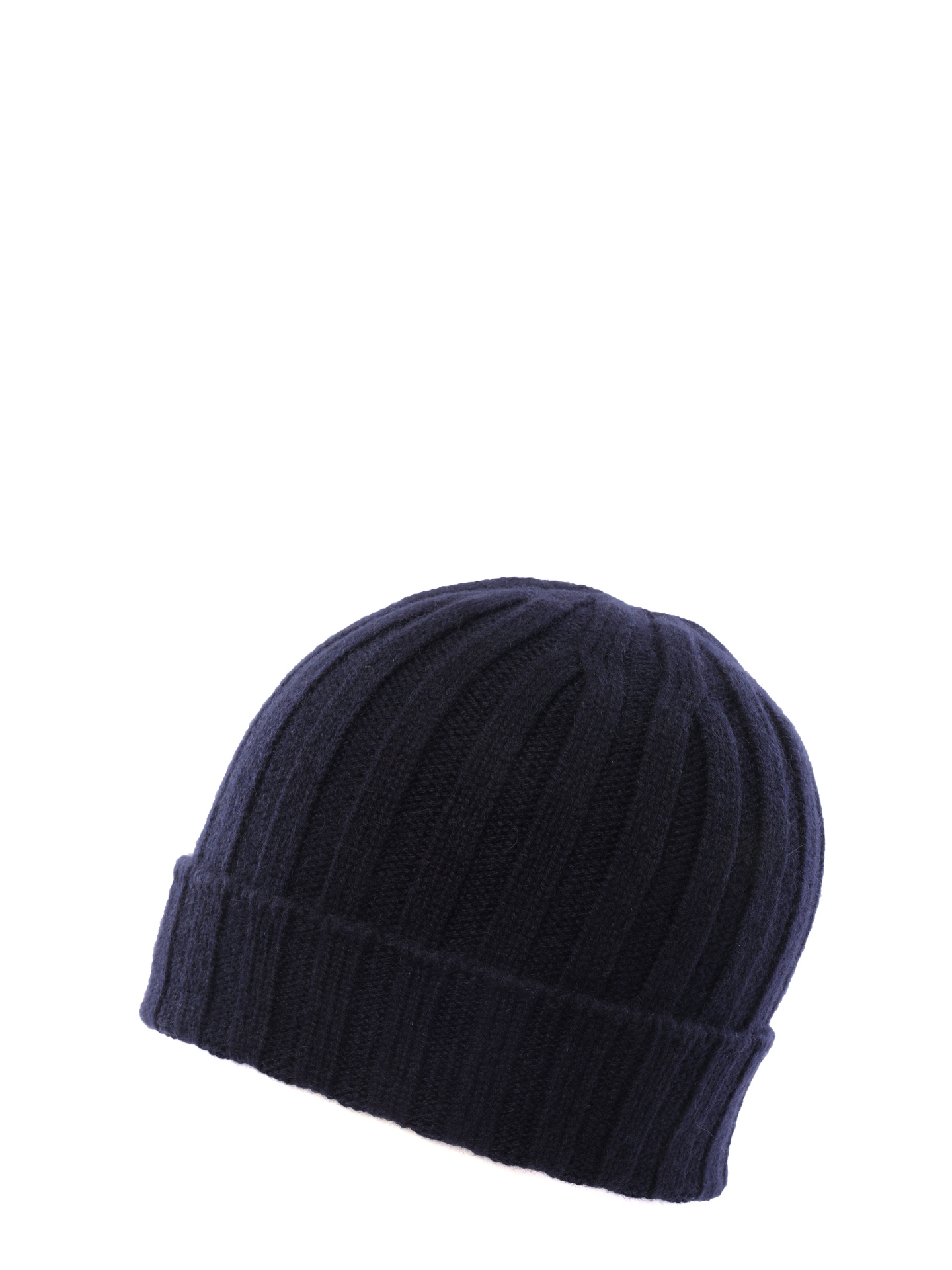 Шапка темно-синя с отворотом с ребристой текстурой — купить в интернет-магазине Verdistore