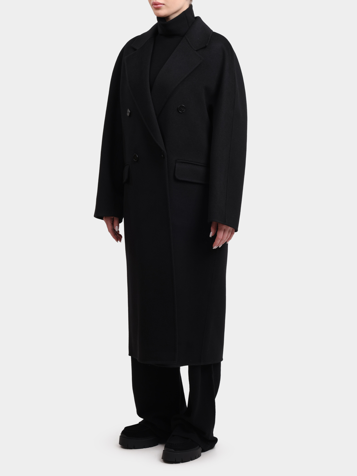 Пальто Alpha Studio AD-4690N 2002 черное двубортное женское  — купить в интернет-магазине Verdistore