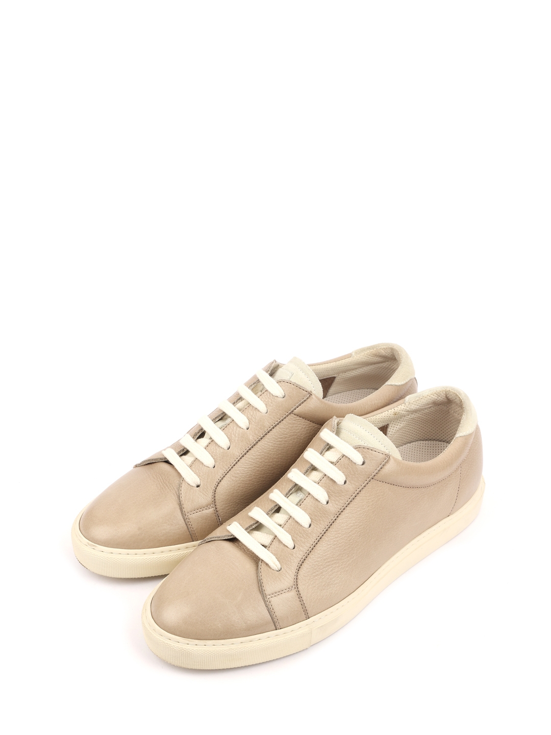 Кеды Brunello Cucinelli MZUNOSK153 бежевые мужские из кожи — купить в интернет-магазине Verdistore