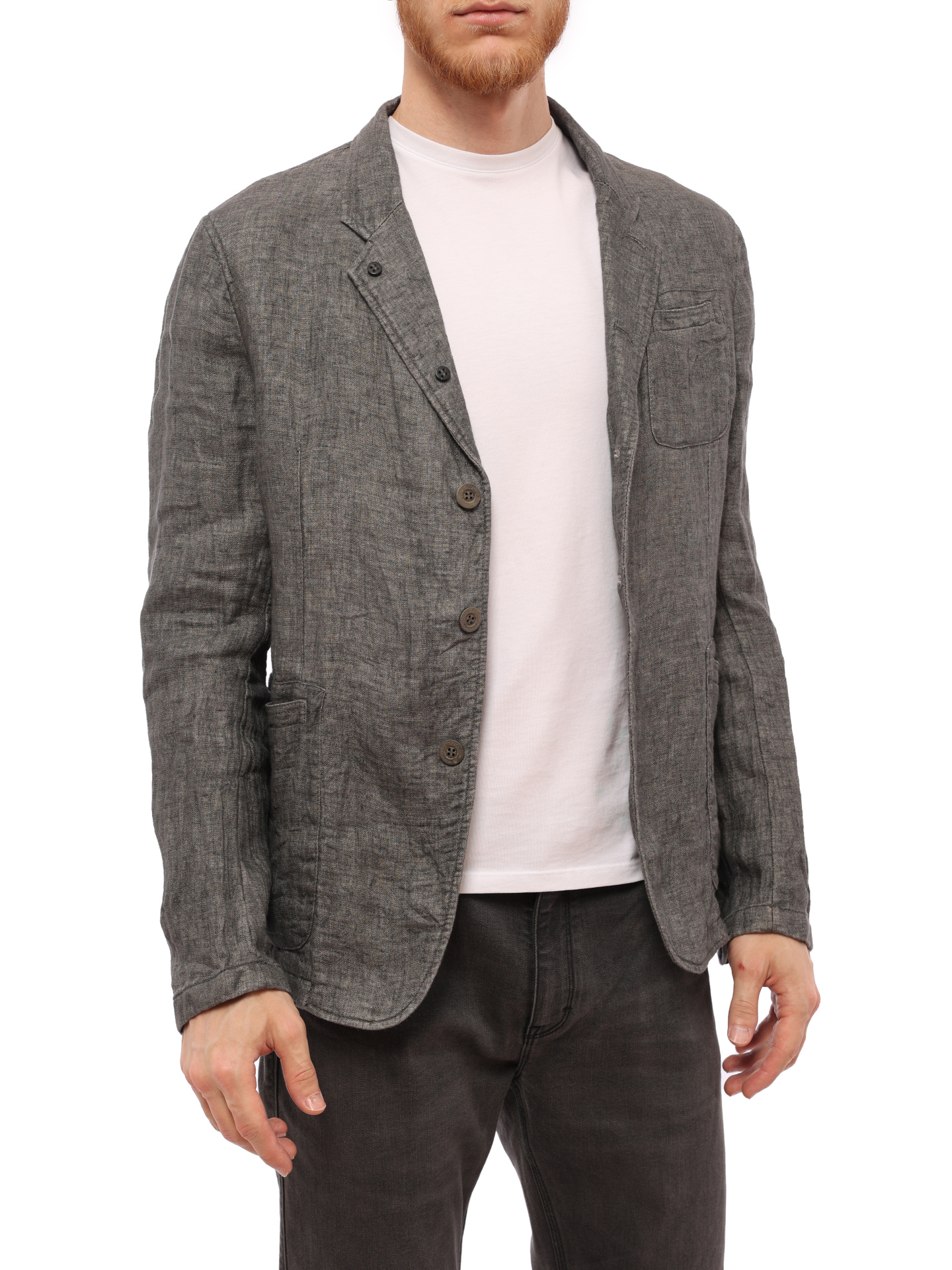 Пиджак Armani Collezioni LCG51S LCS48 серый мужской из льна — купить в интернет-магазине Verdistore