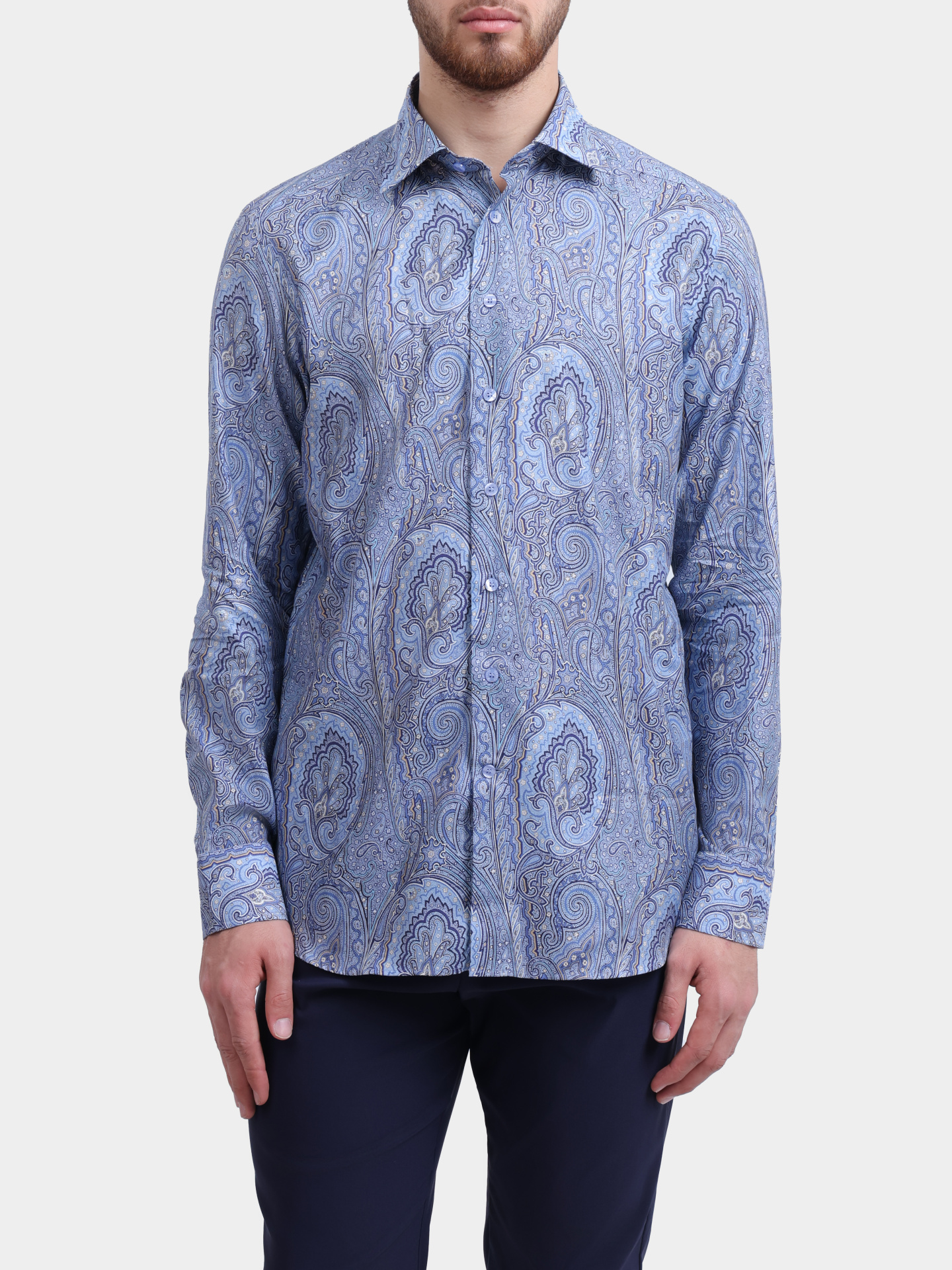 Рубашка ETRO MRIB0025 99SA5P2 X0880 голубая мужская с принтом пейсли  — купить в интернет-магазине Verdistore