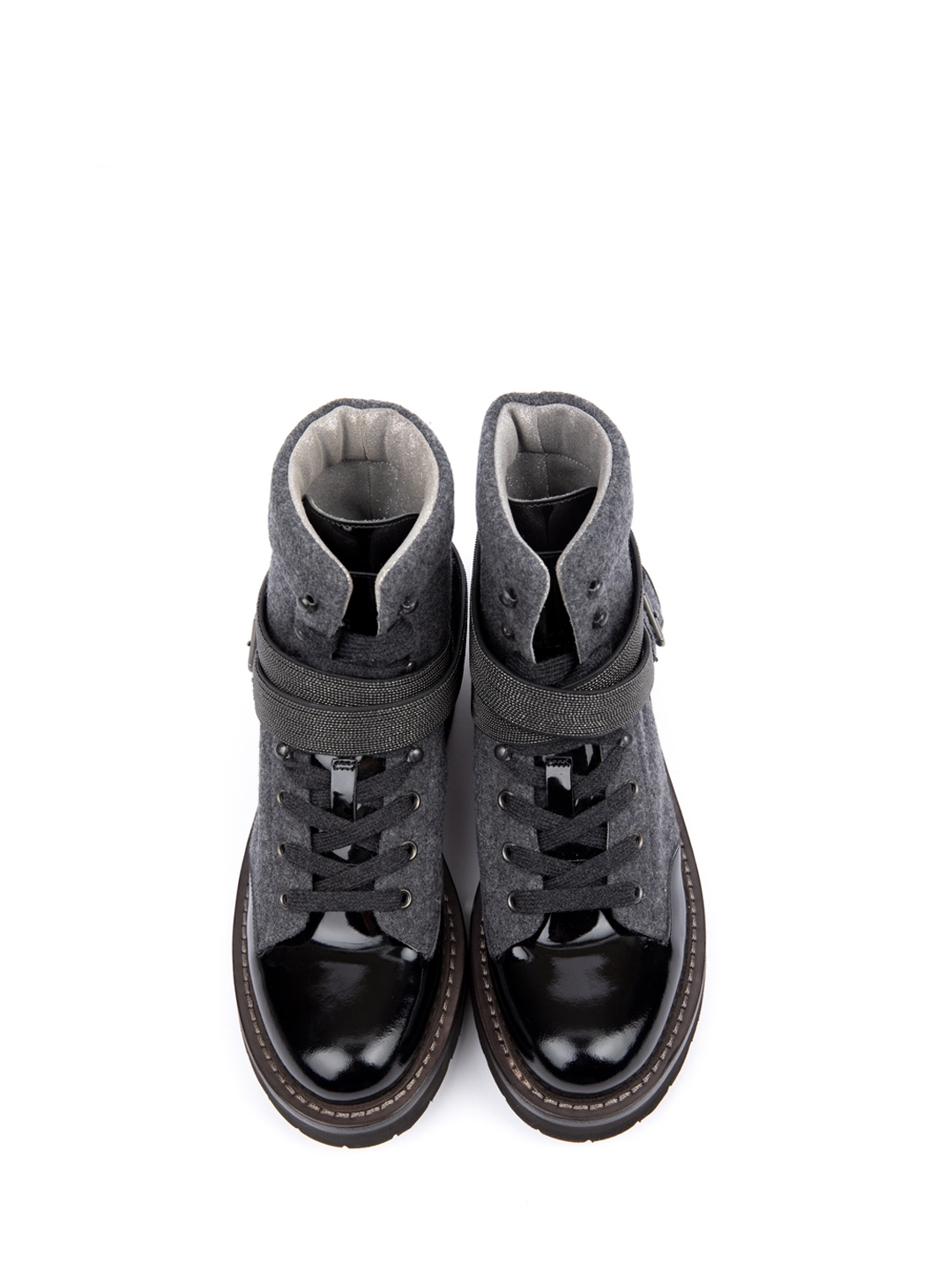 Ботинки Brunello Cucinelli XMZ67G1004 серые женские из текстиля — купить в интернет-магазине Verdistore