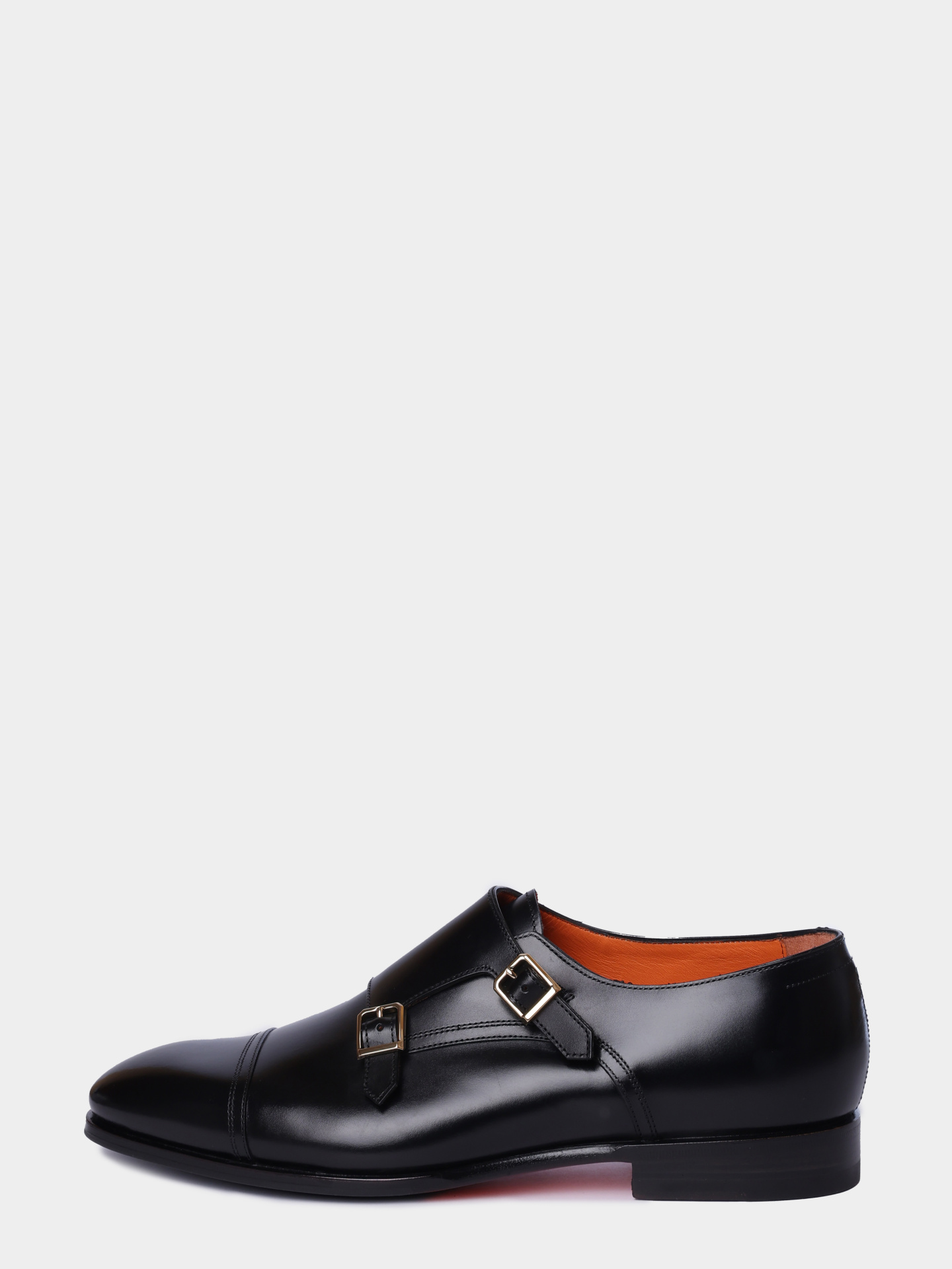 Монки Santoni MCAG19027JJ6BNTGN01 черные мужские из натуральной кожи с двумя пряжками — купить в интернет-магазине Verdistore