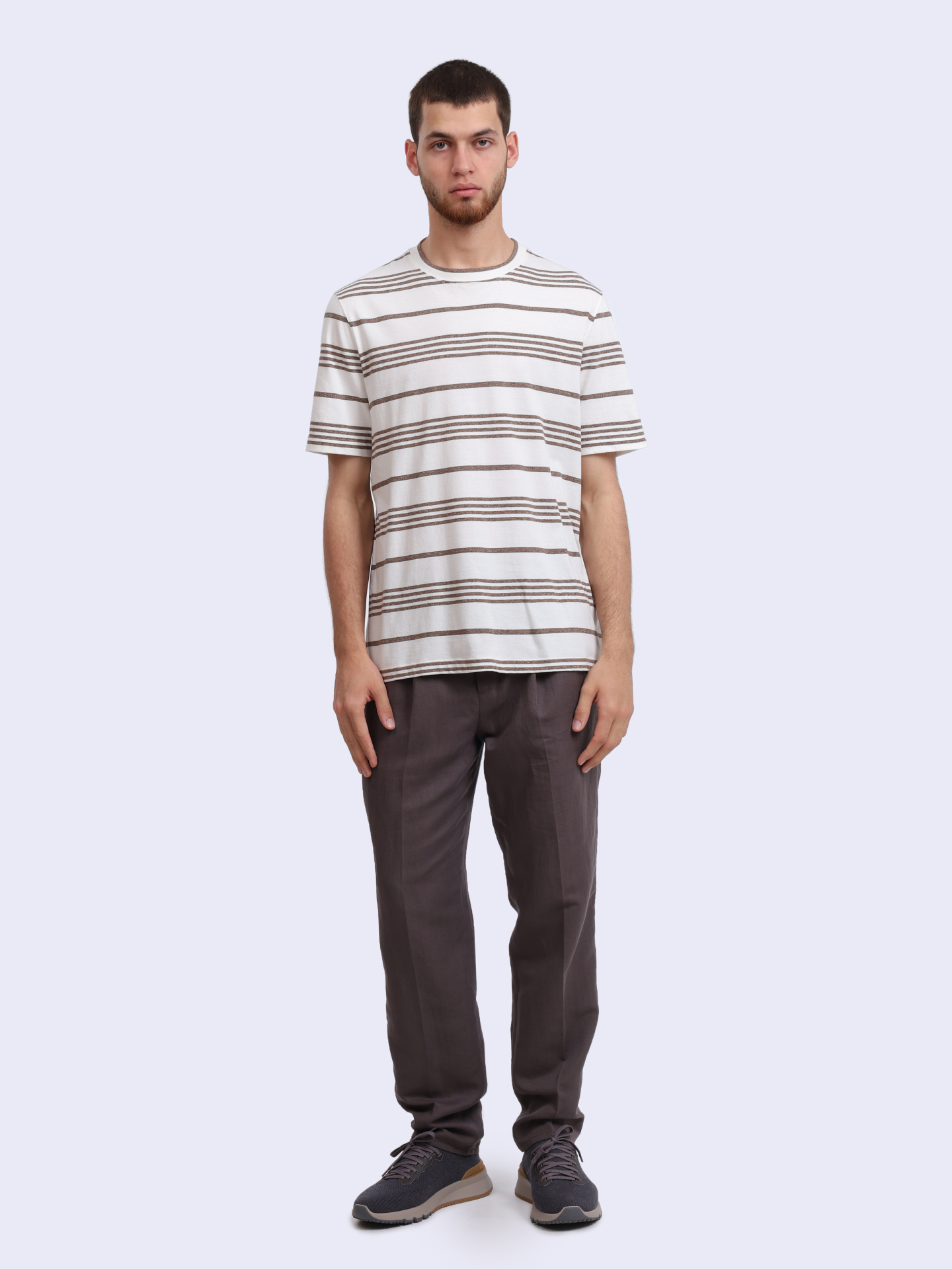 Футболка Brunello Cucinelli MW8401308 C001 хлопковая мужская в полоску — купить в интернет-магазине Verdistore