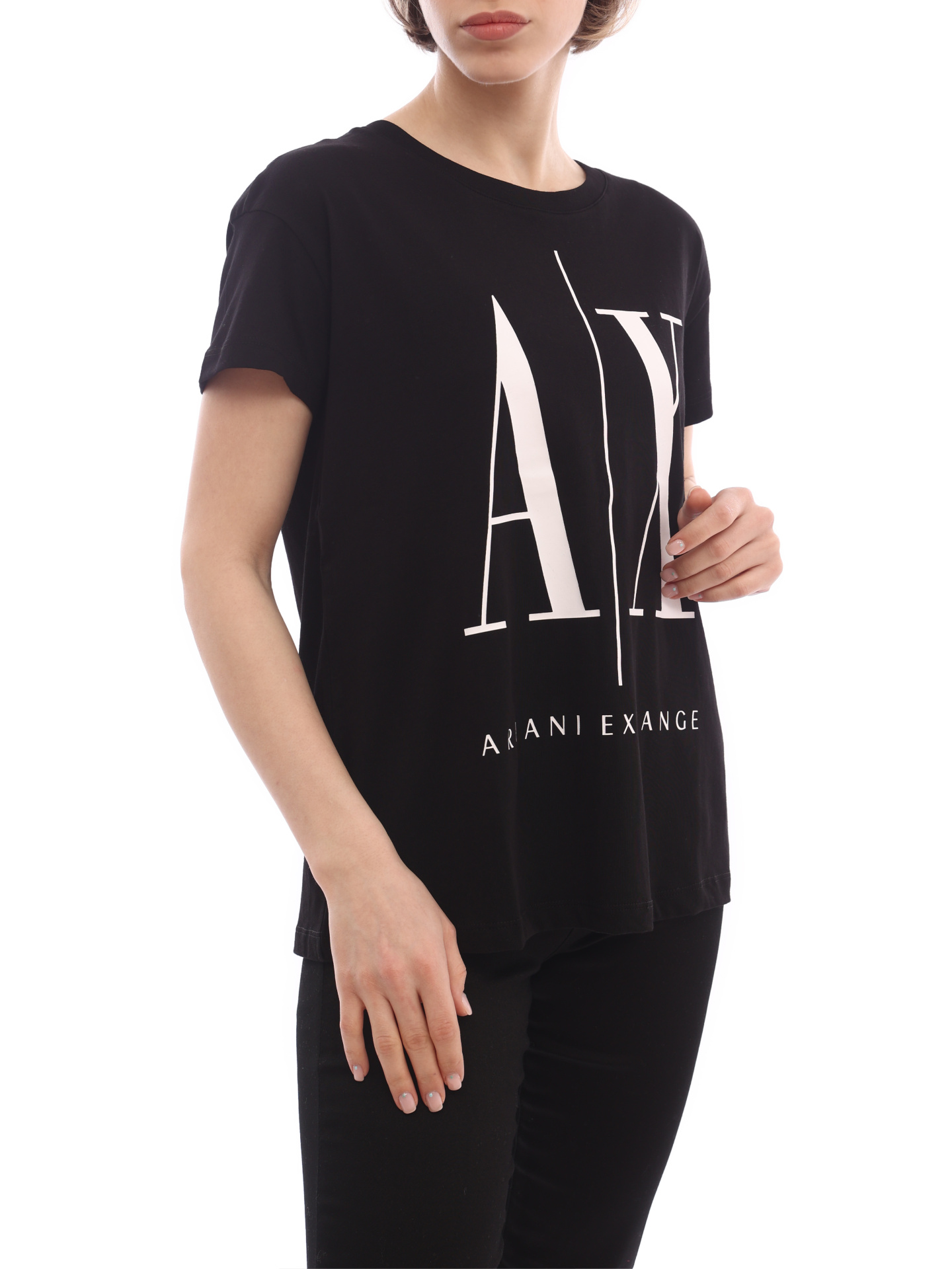 Футболка Armani Exchange 8NYTCX YJG3Z 1200 черная женская с логотипом — купить в интернет-магазине Verdistore