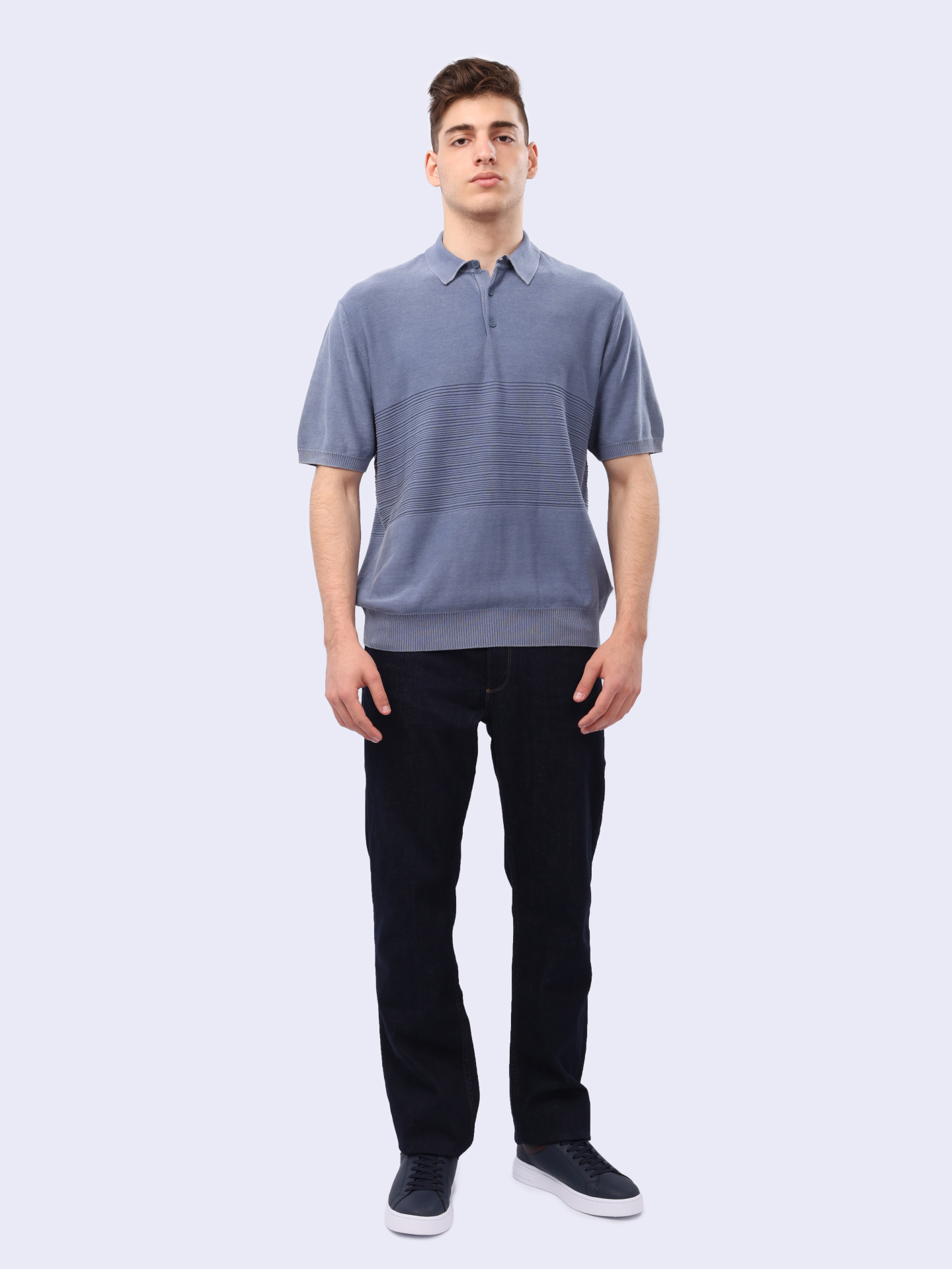 Поло Armani Exchange 6DZF6A ZMQ7Z 19AA голубое мужское из хлопка — купить в интернет-магазине Verdistore