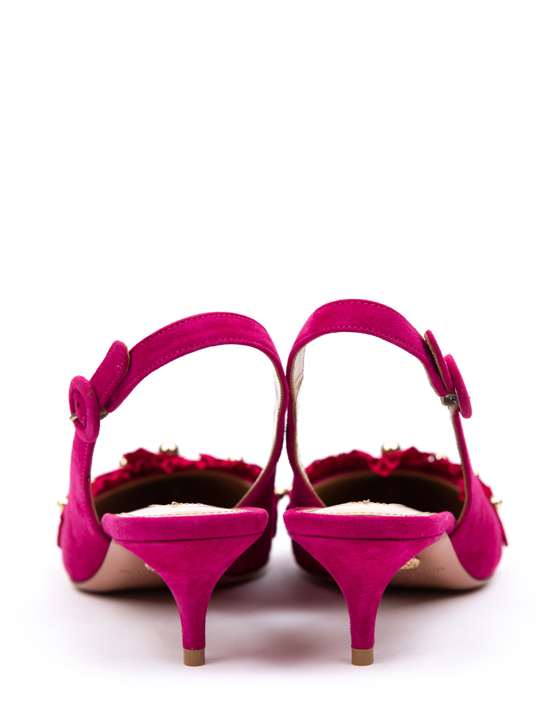 Босоножки Aquazzura EXPMIDL0 фуксия женские замшевые — купить в интернет-магазине Verdistore