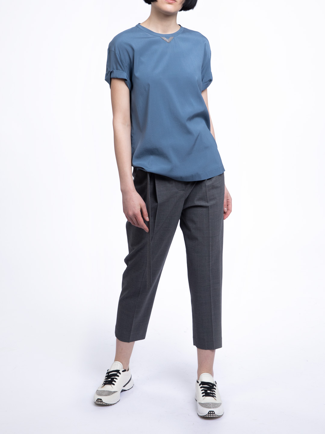 Топ Brunello Cucinelli MH910B3010 серо-голубой женский — купить в интернет-магазине Verdistore