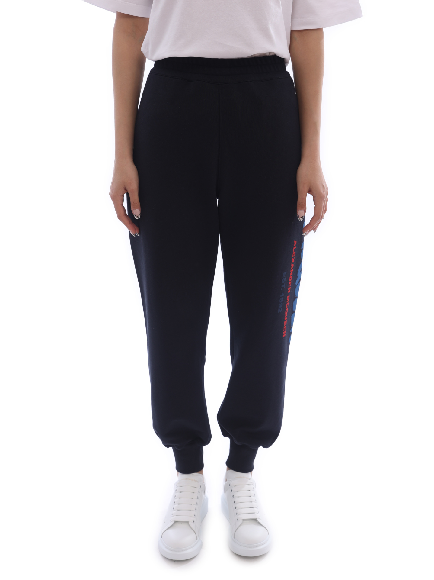 Брюки Alexander McQueen 687037-QZAD5-0415 темно-синие женские — купить в интернет-магазине Verdistore