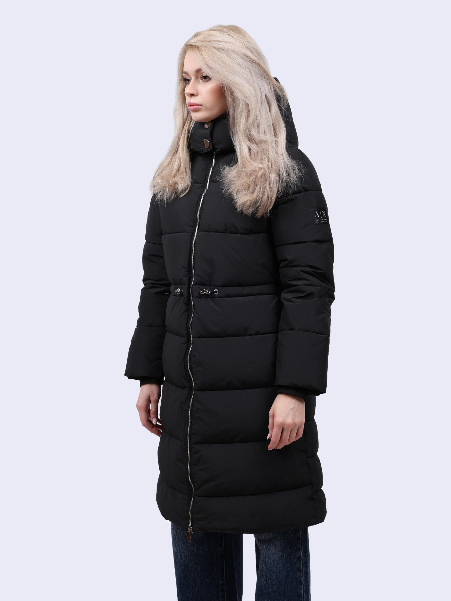 Куртка Armani Exchange XW000026 AF10248 UC001 черная женская удлиненная — купить в интернет-магазине Verdistore
